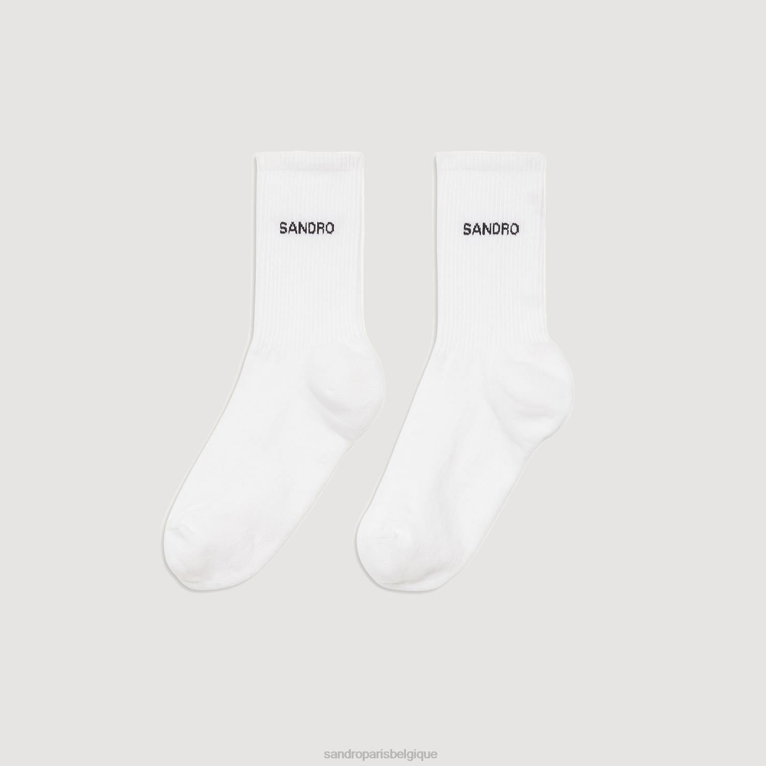 accessoires Sandro Paris chaussettes à logo blanc Hommes XLXD843