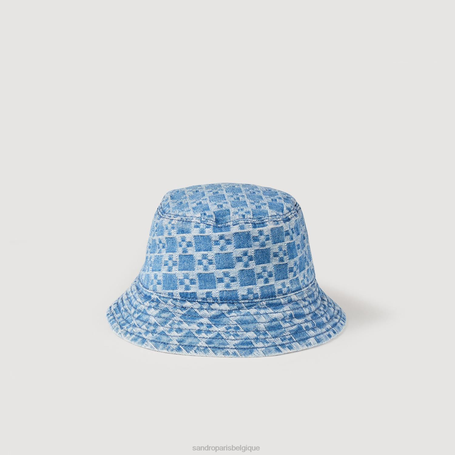 accessoires Sandro Paris chapeau en jean à croix carrée bleu vintage Hommes XLXD846