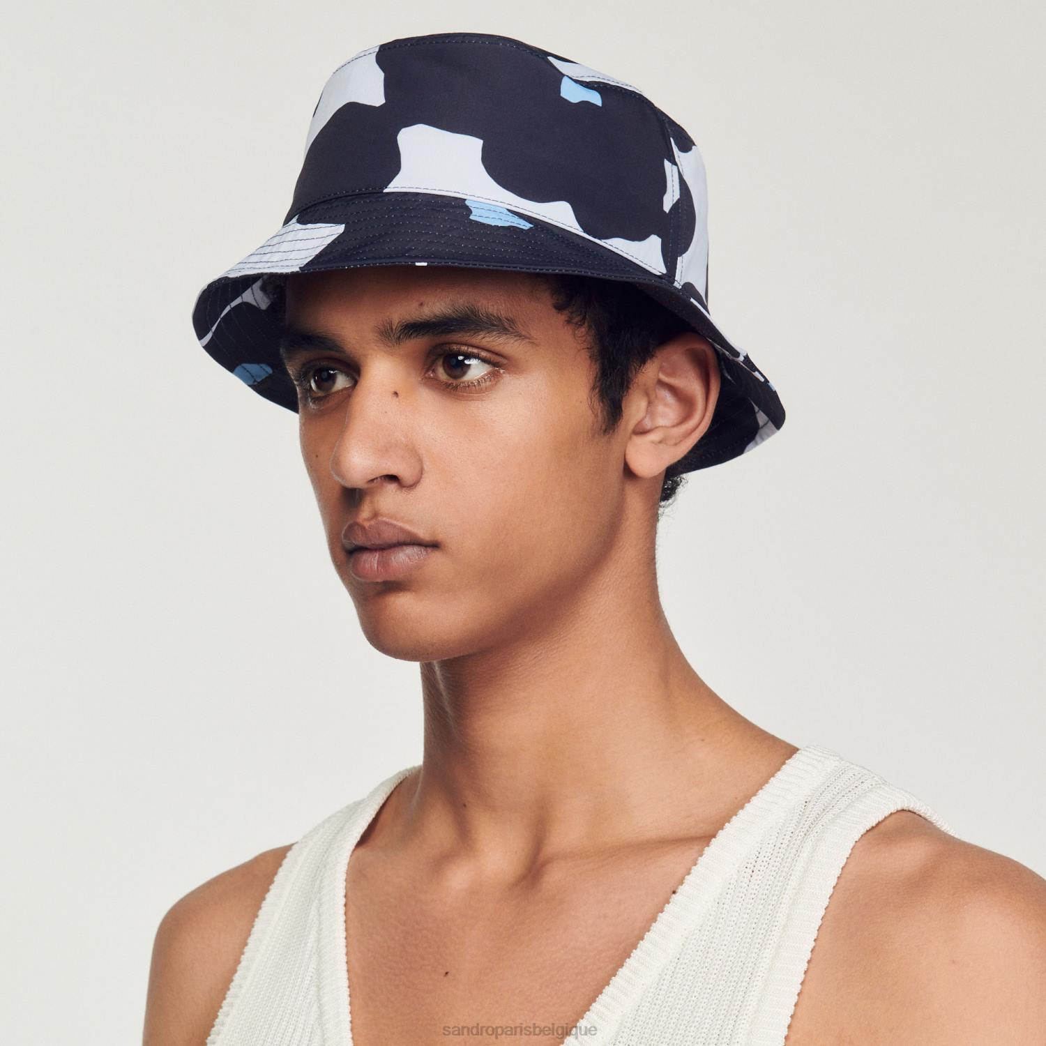 accessoires Sandro Paris chapeau imprimé à fleurs bleu marine Hommes XLXD848