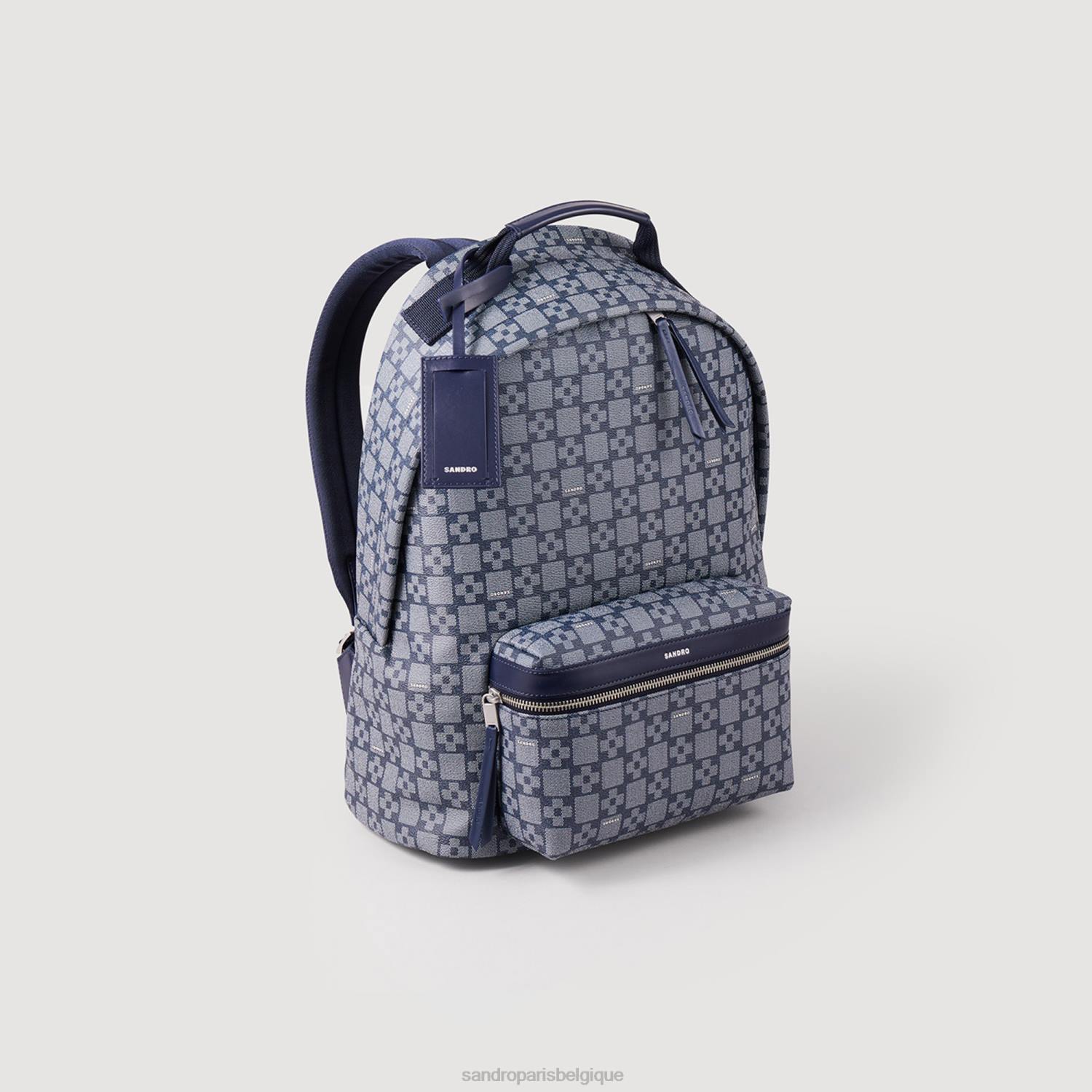 accessoires Sandro Paris sac à dos à croix carrée bleu Hommes XLXD856