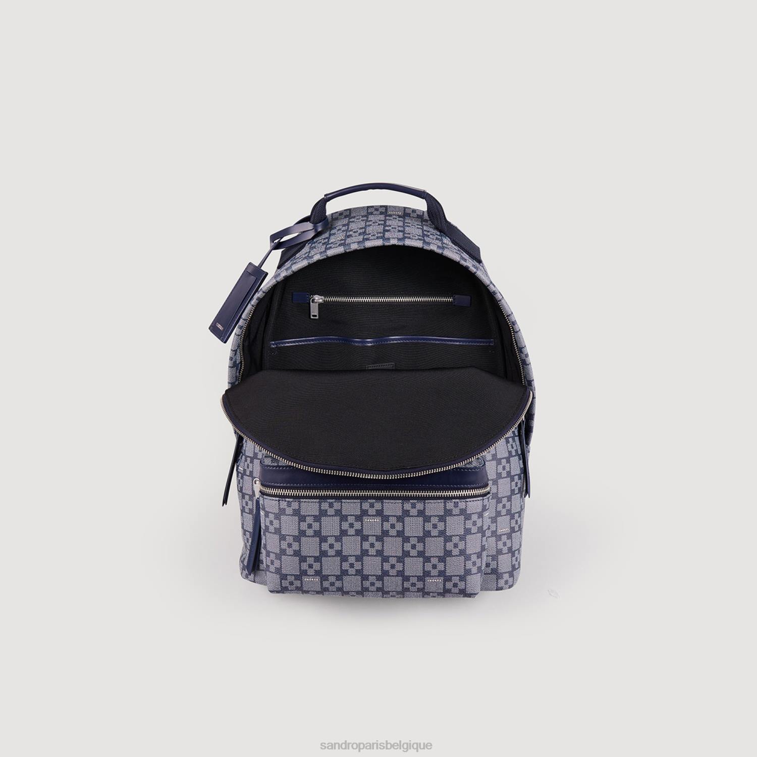 accessoires Sandro Paris sac à dos à croix carrée bleu Hommes XLXD856