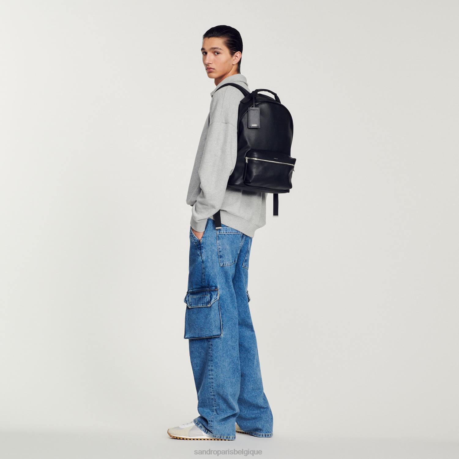 accessoires Sandro Paris sac à dos en toile enduite noir Hommes XLXD841