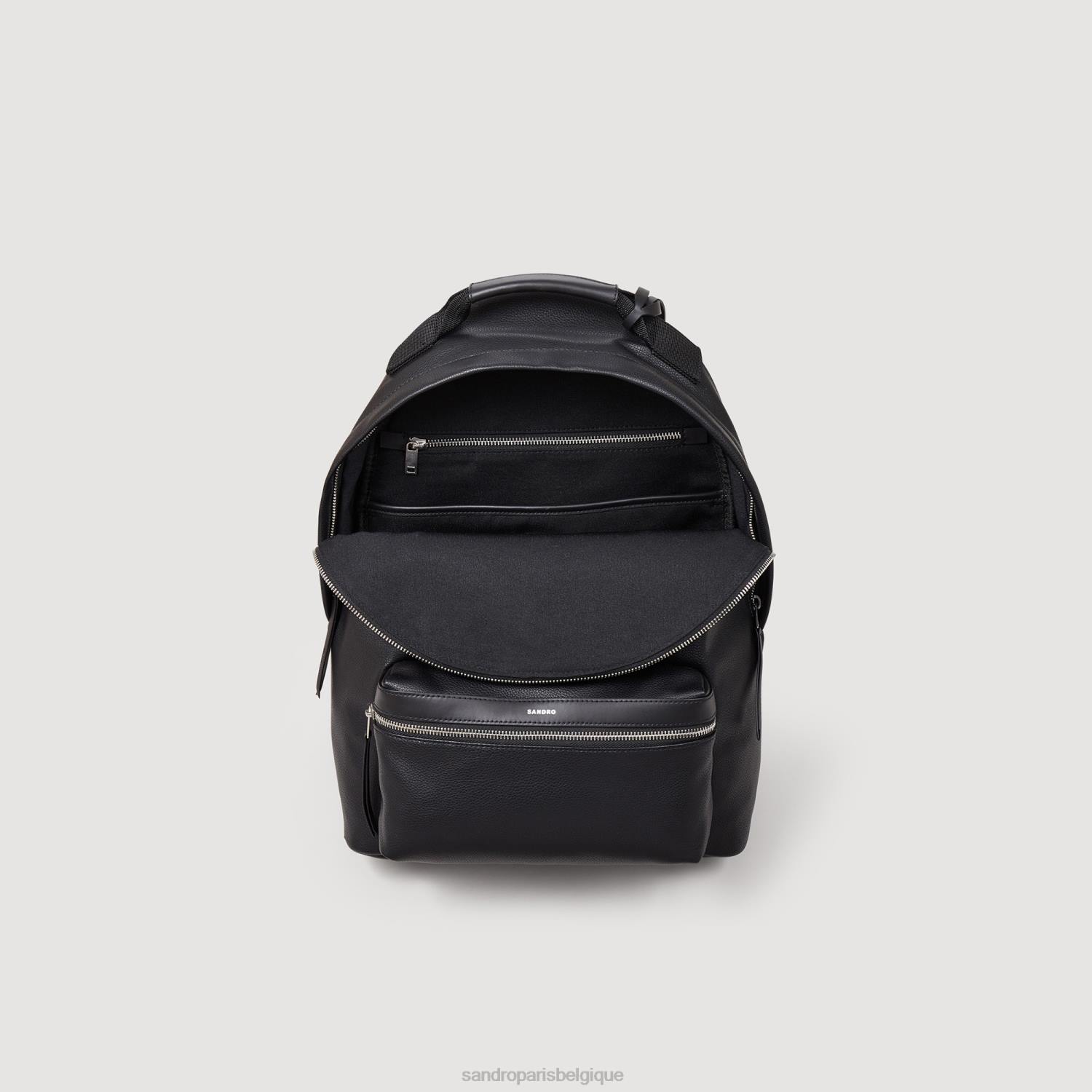 accessoires Sandro Paris sac à dos en toile enduite noir Hommes XLXD841