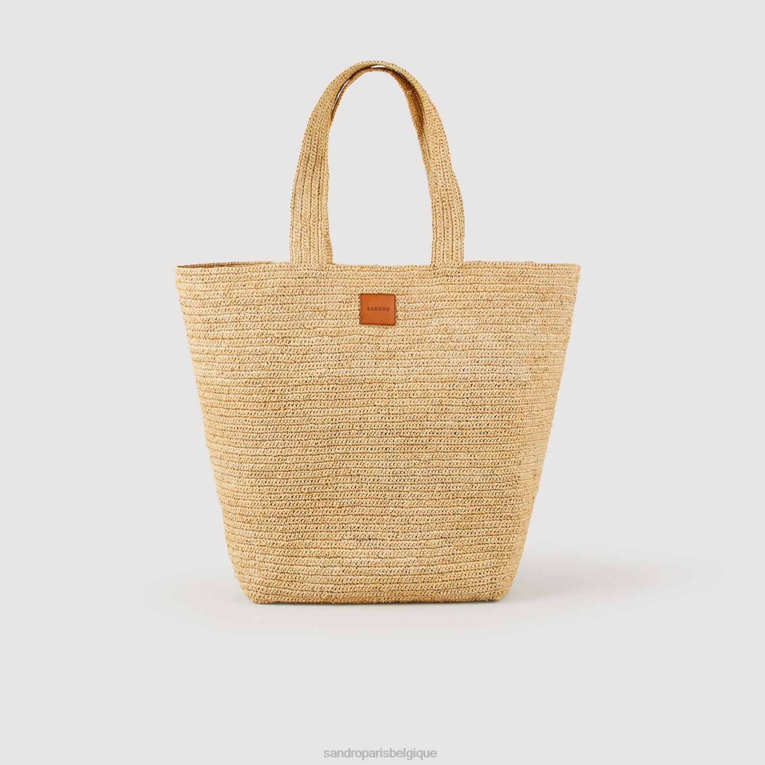 accessoires Sandro Paris sac fourre-tout en raphia beige Hommes XLXD845