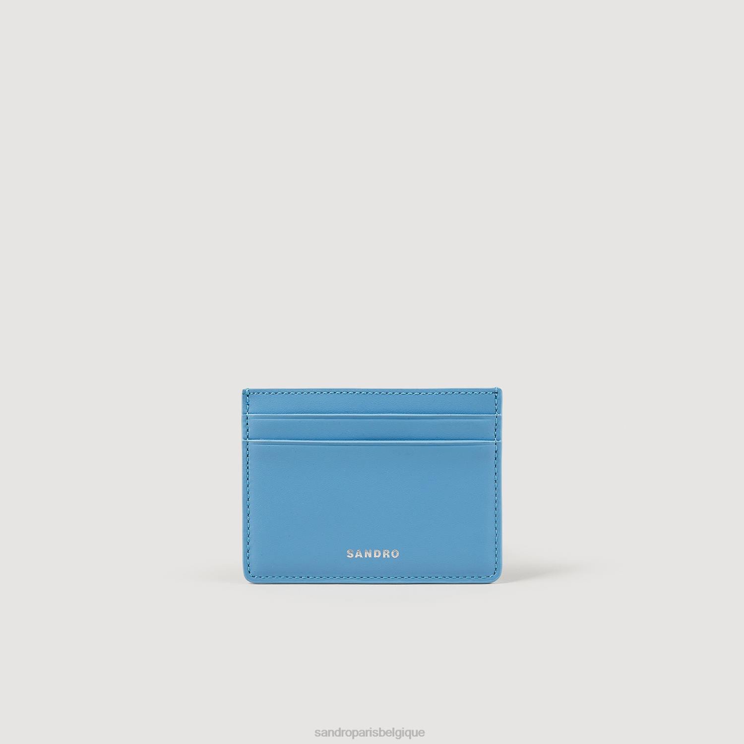 accessoires Sandro Paris porte-cartes en cuir lisse bleu Hommes XLXD539