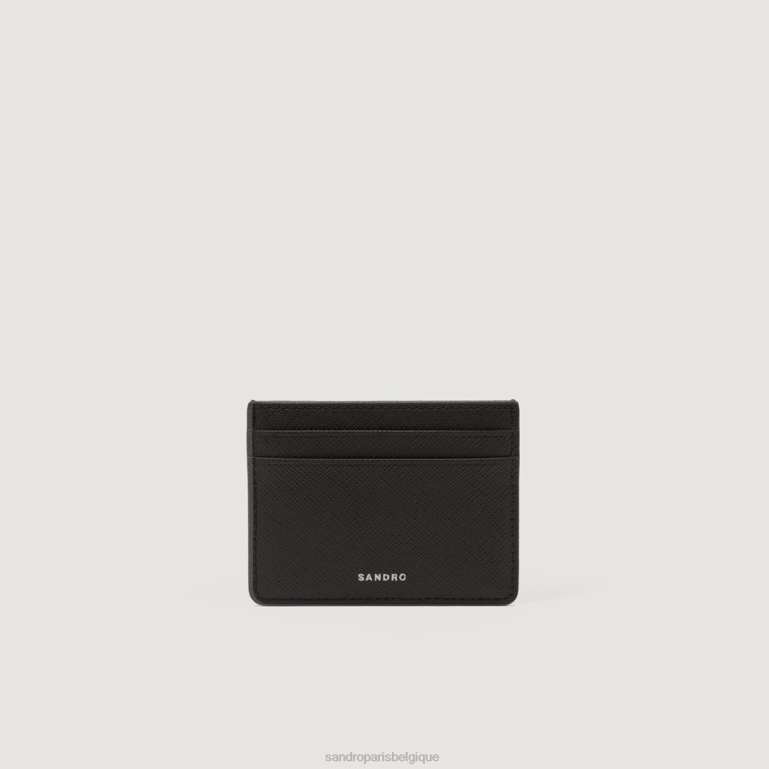 accessoires Sandro Paris porte-cartes en cuir noir Hommes XLXD836