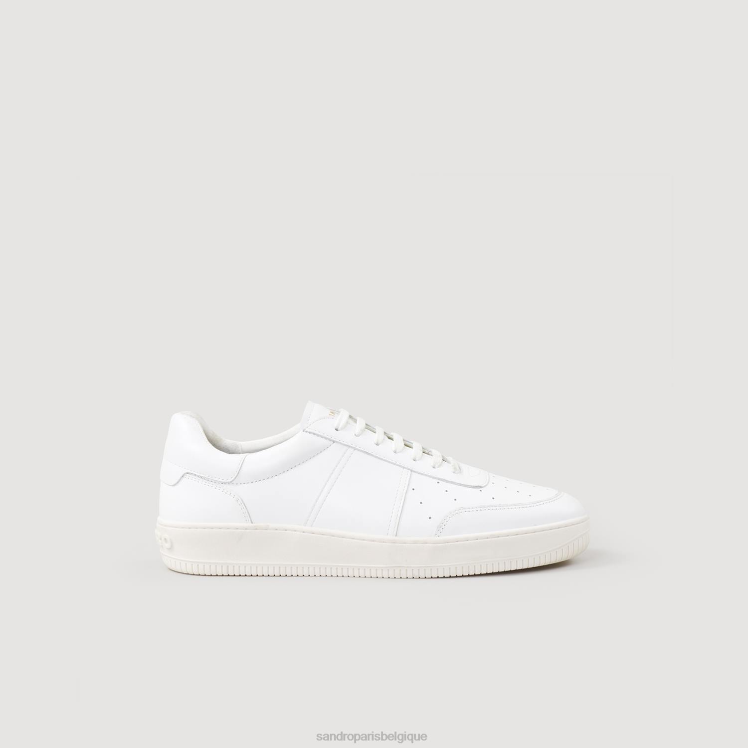 chaussure Sandro Paris baskets basses en cuir blanc Hommes XLXD842