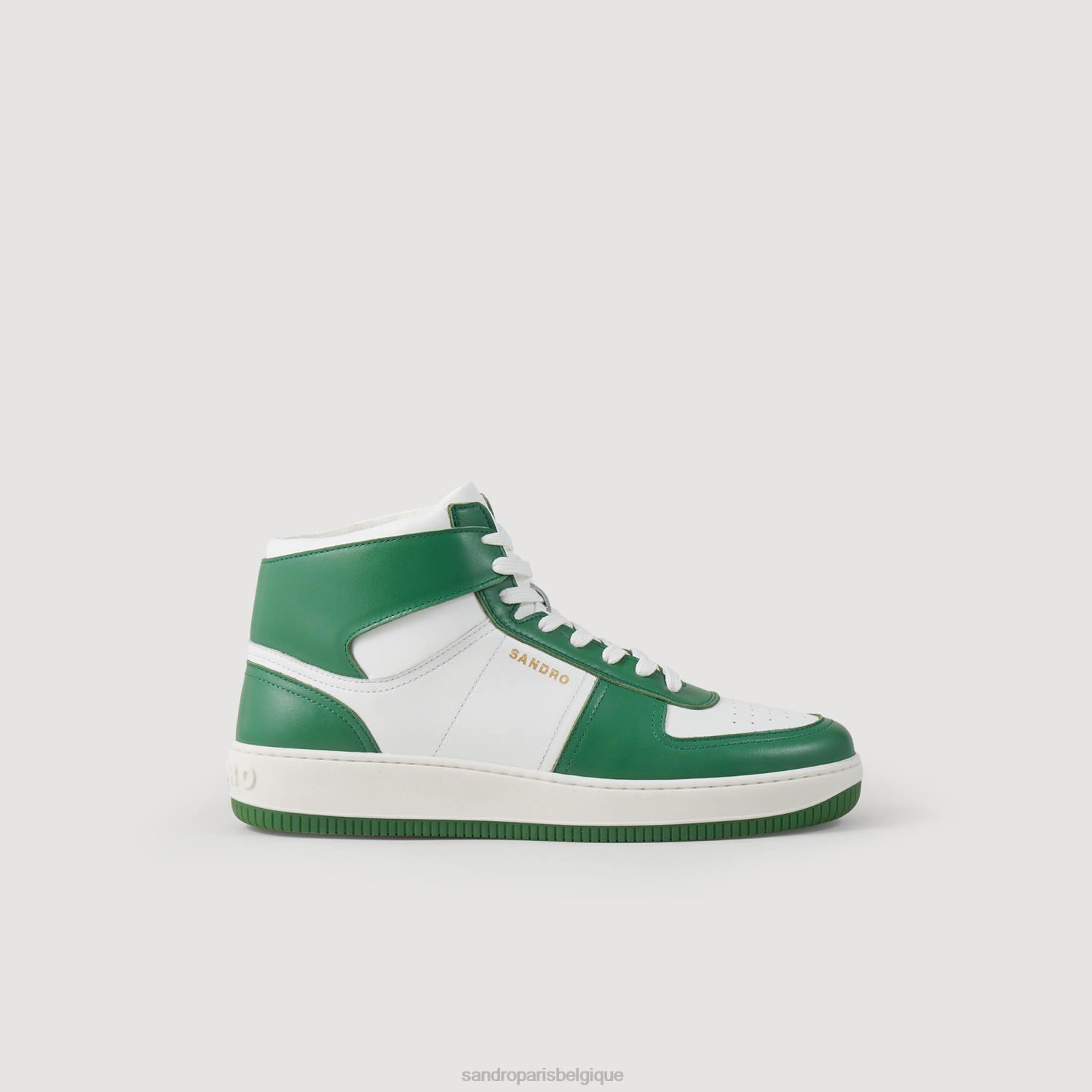 chaussure Sandro Paris baskets montantes en cuir une couleur Hommes XLXD853