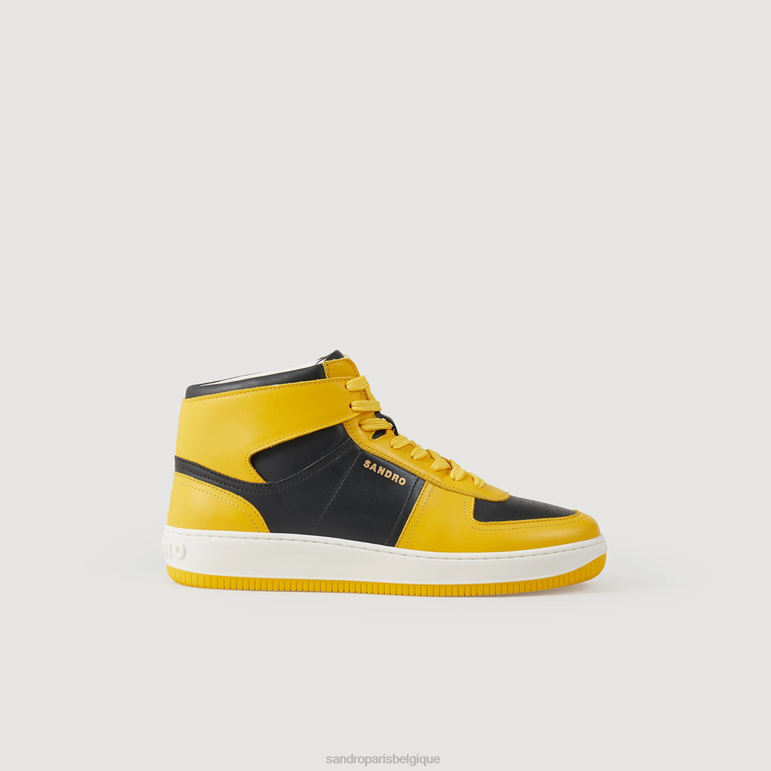 chaussure Sandro Paris baskets montantes en cuir une couleur Hommes XLXD860