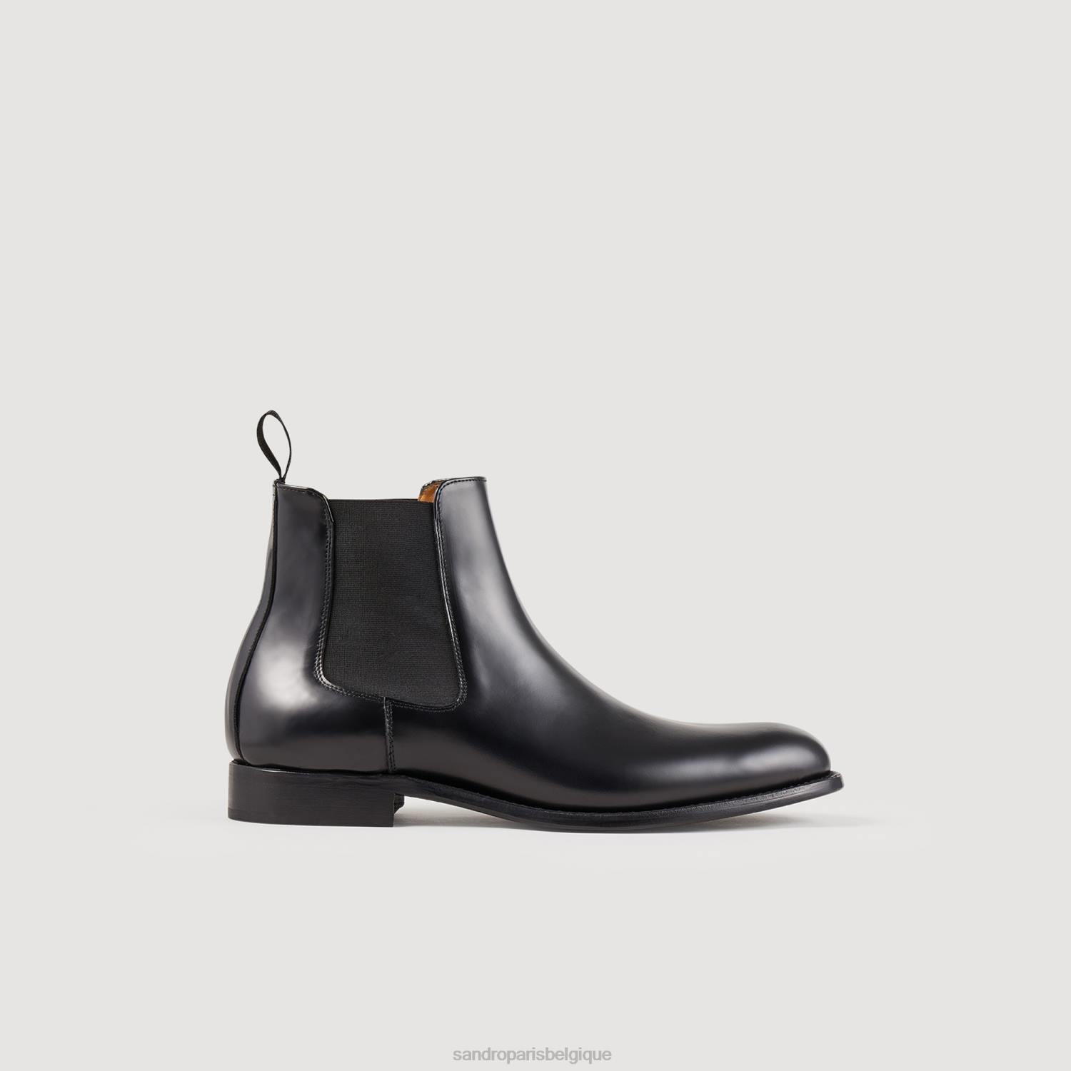 chaussure Sandro Paris bottines chelsea en cuir noir Hommes XLXD833