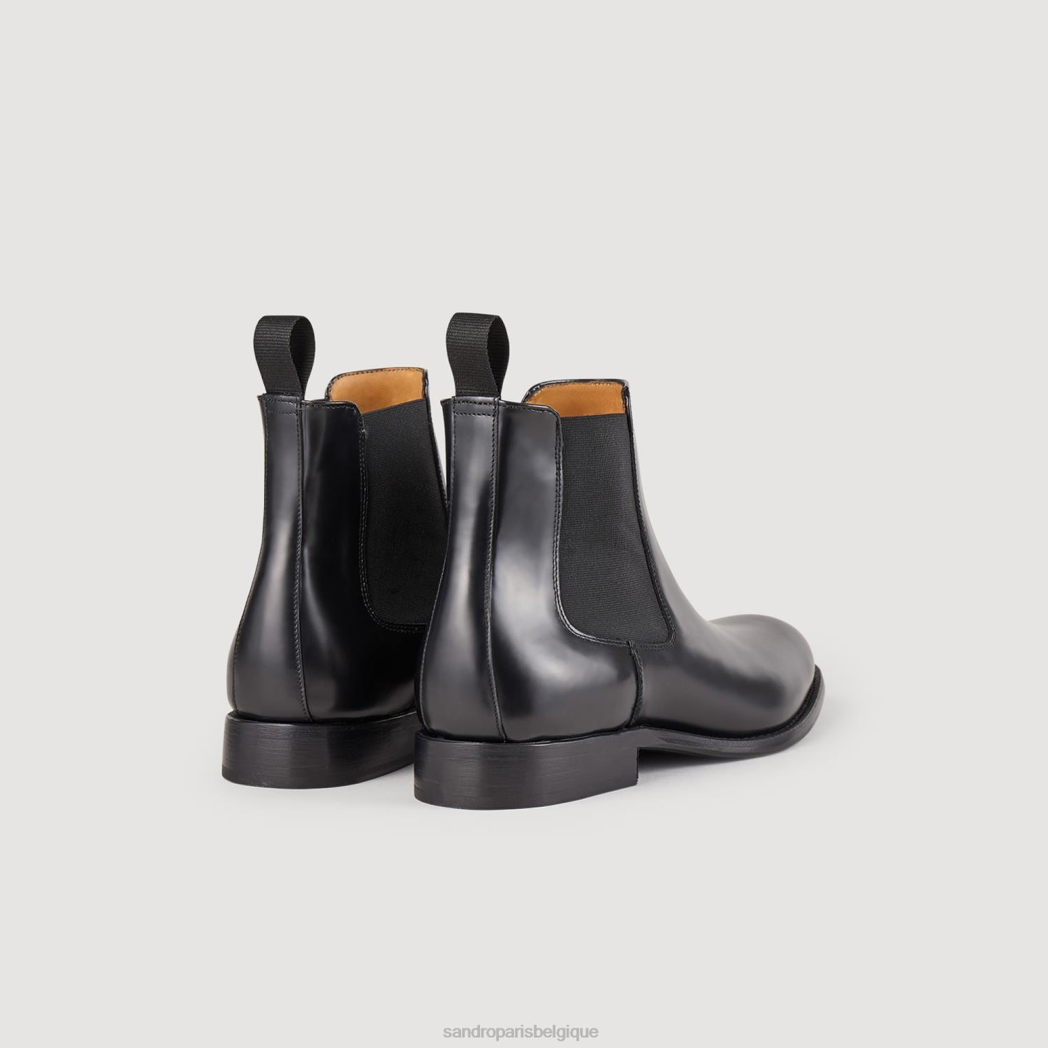 chaussure Sandro Paris bottines chelsea en cuir noir Hommes XLXD833