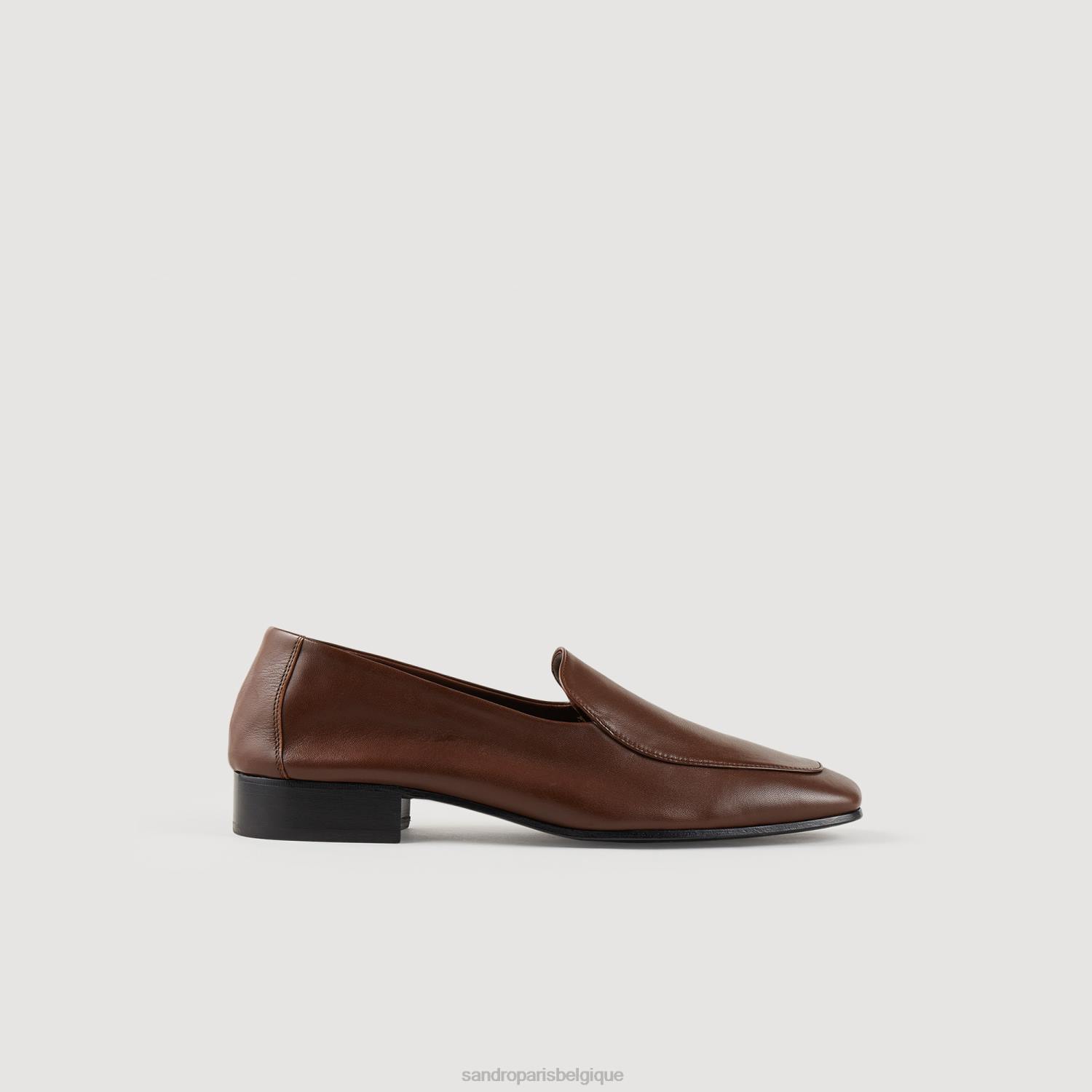 chaussure Sandro Paris mocassins en cuir brun Hommes XLXD854