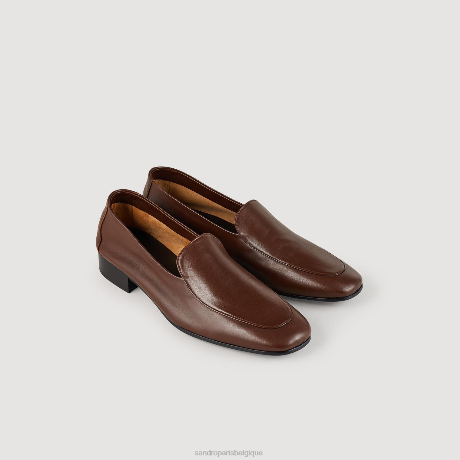 chaussure Sandro Paris mocassins en cuir brun Hommes XLXD854