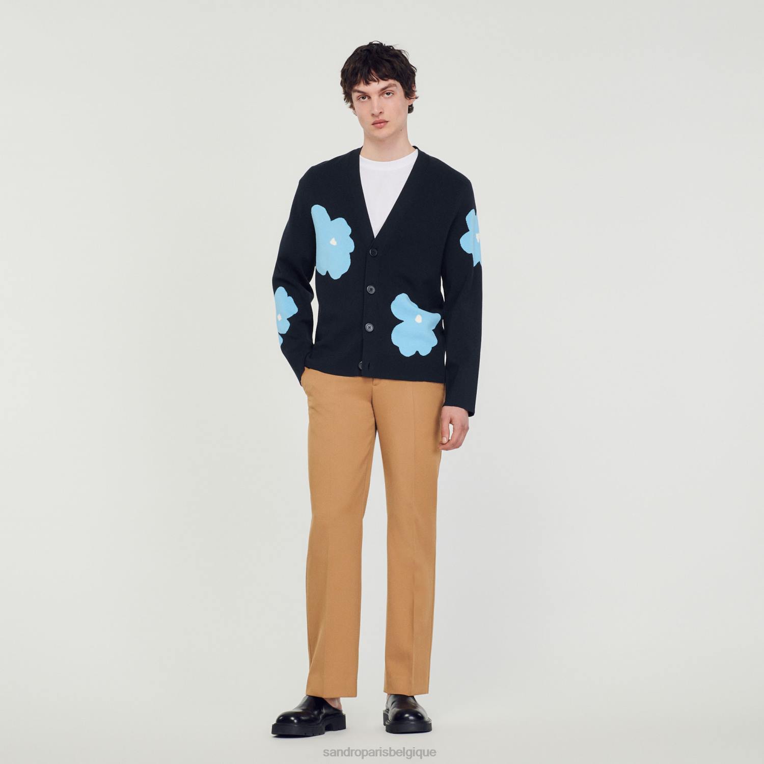 vêtements Sandro Paris cardigan en maille à motifs fleuris bleu marine Hommes XLXD695