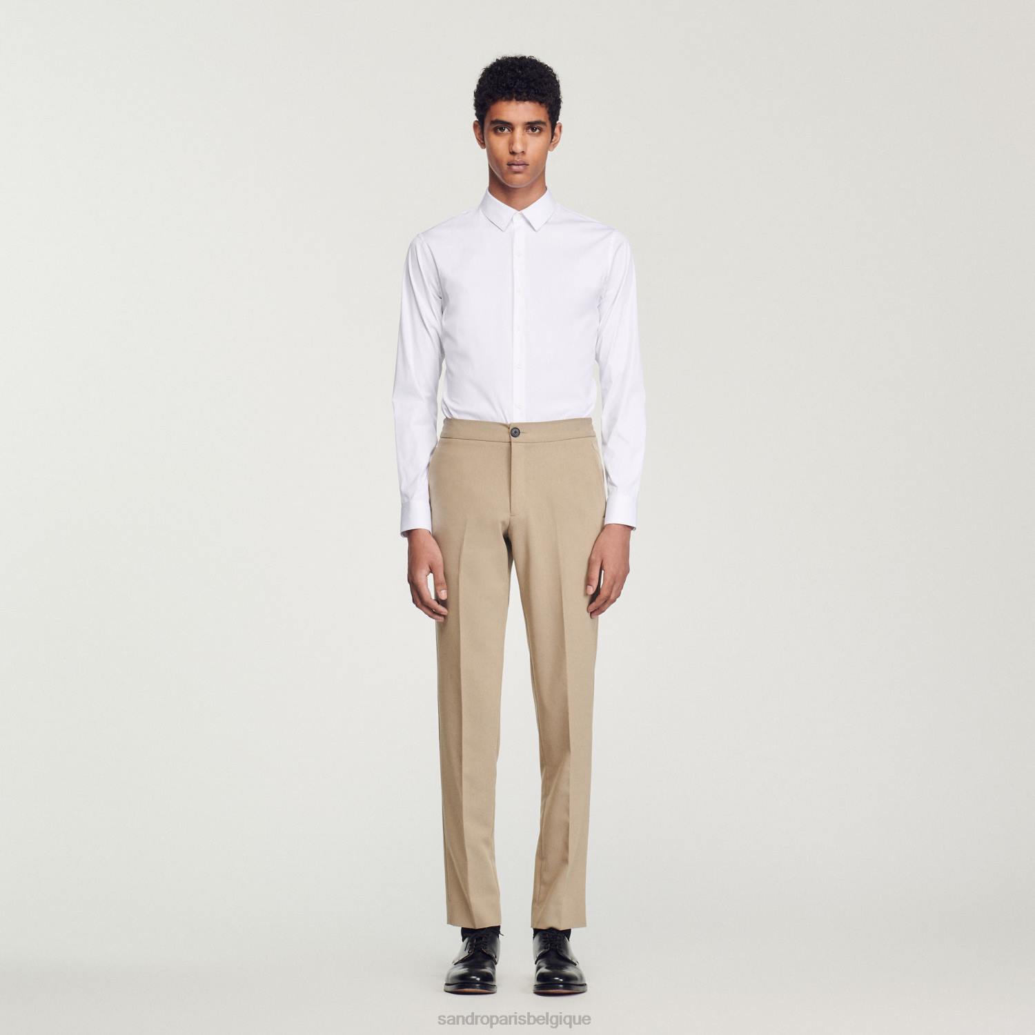 vêtements Sandro Paris chemise ajustée en coton stretch blanc Hommes XLXD615