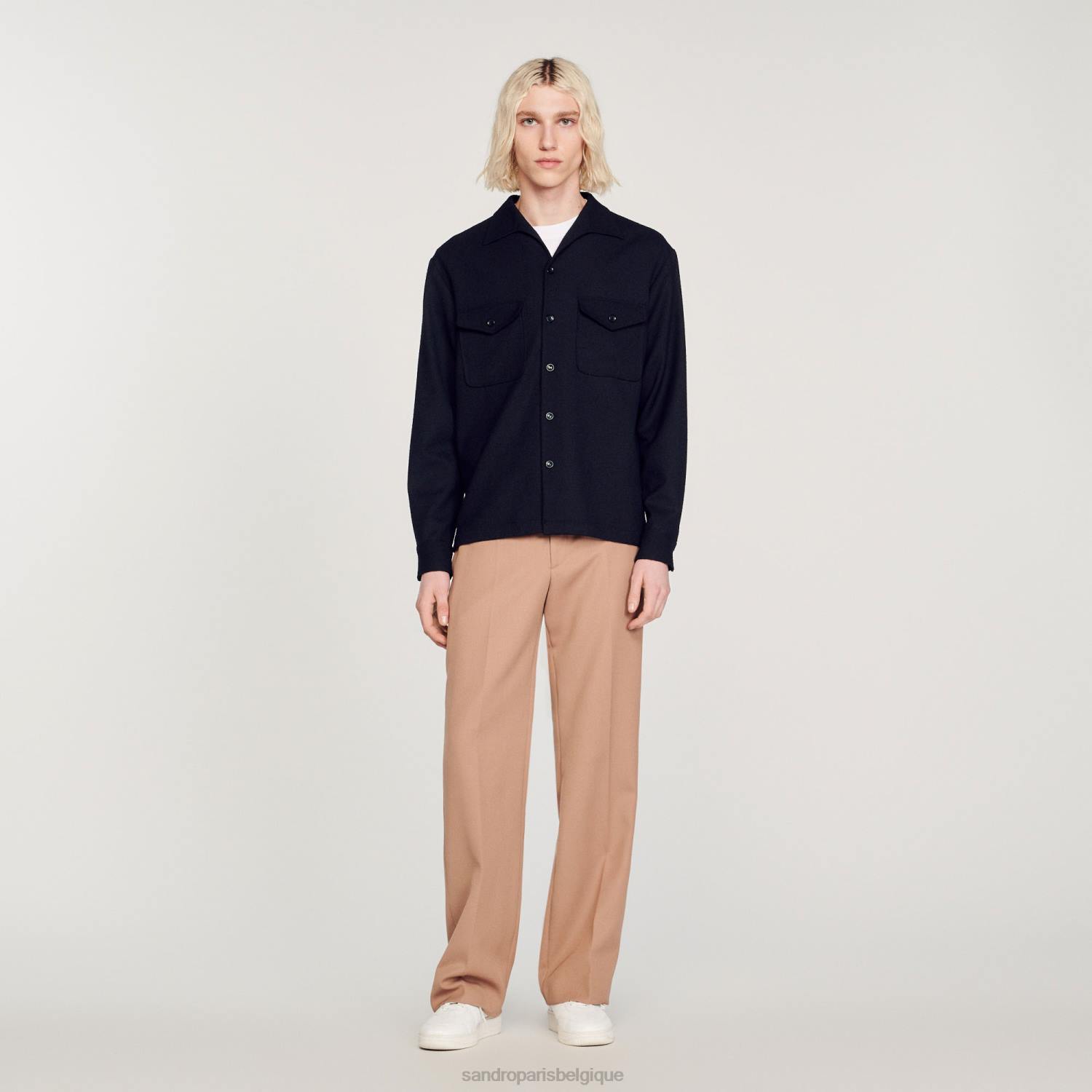 vêtements Sandro Paris chemise ample une couleur Hommes XLXD699
