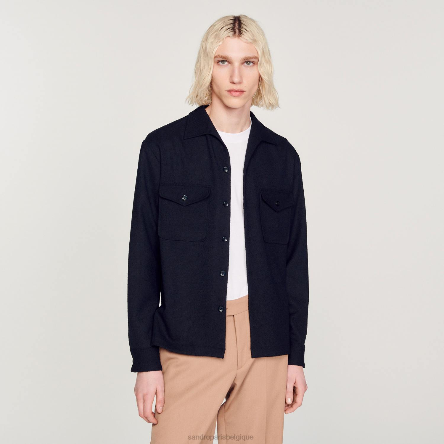 vêtements Sandro Paris chemise ample une couleur Hommes XLXD699