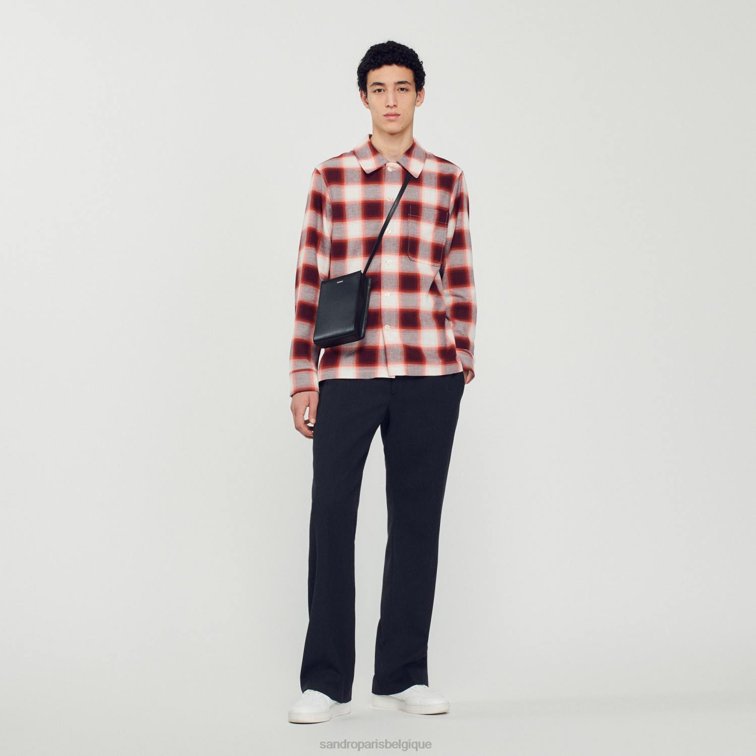 vêtements Sandro Paris chemise à carreaux rouge/écru Hommes XLXD820