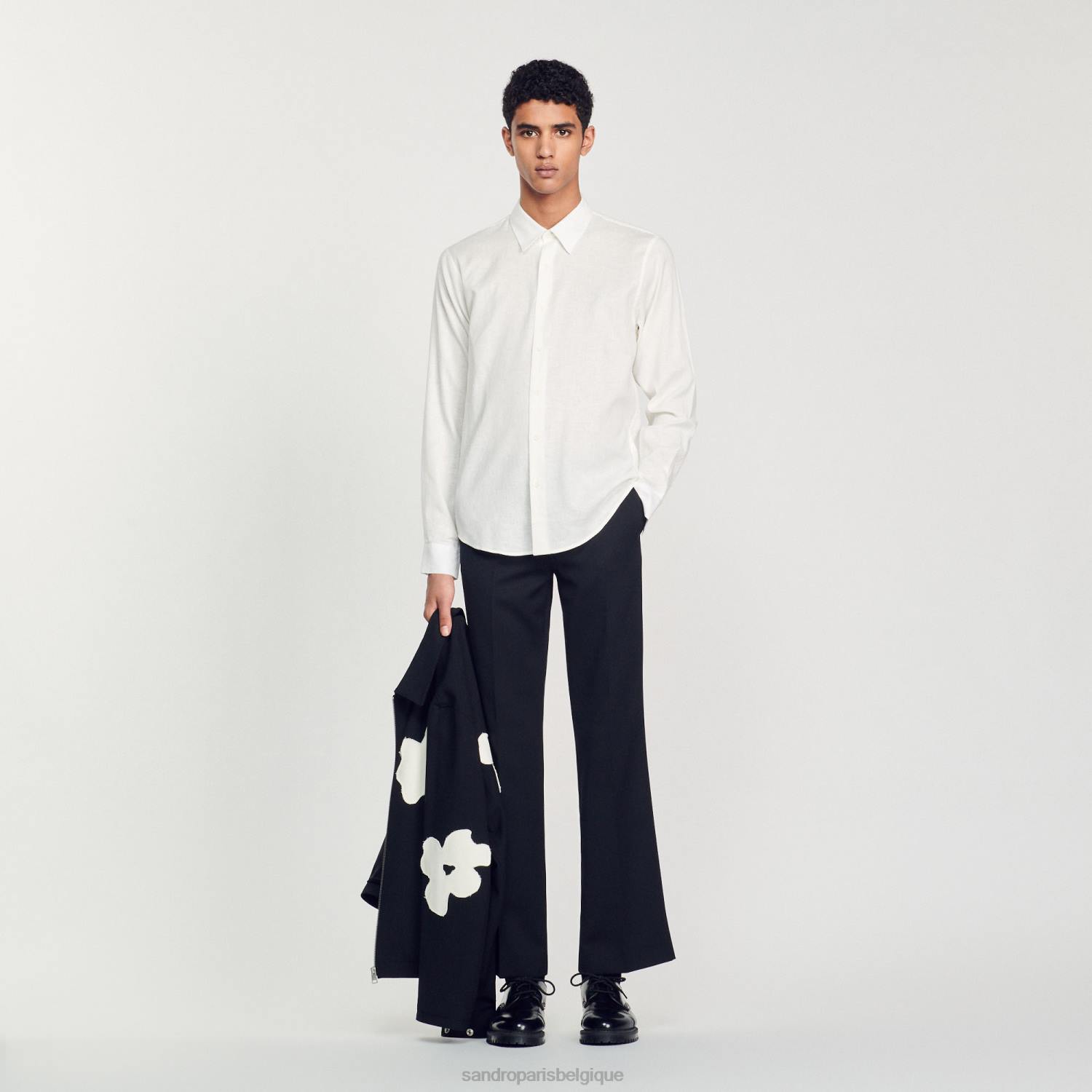 vêtements Sandro Paris chemise classique blanc Hommes XLXD756