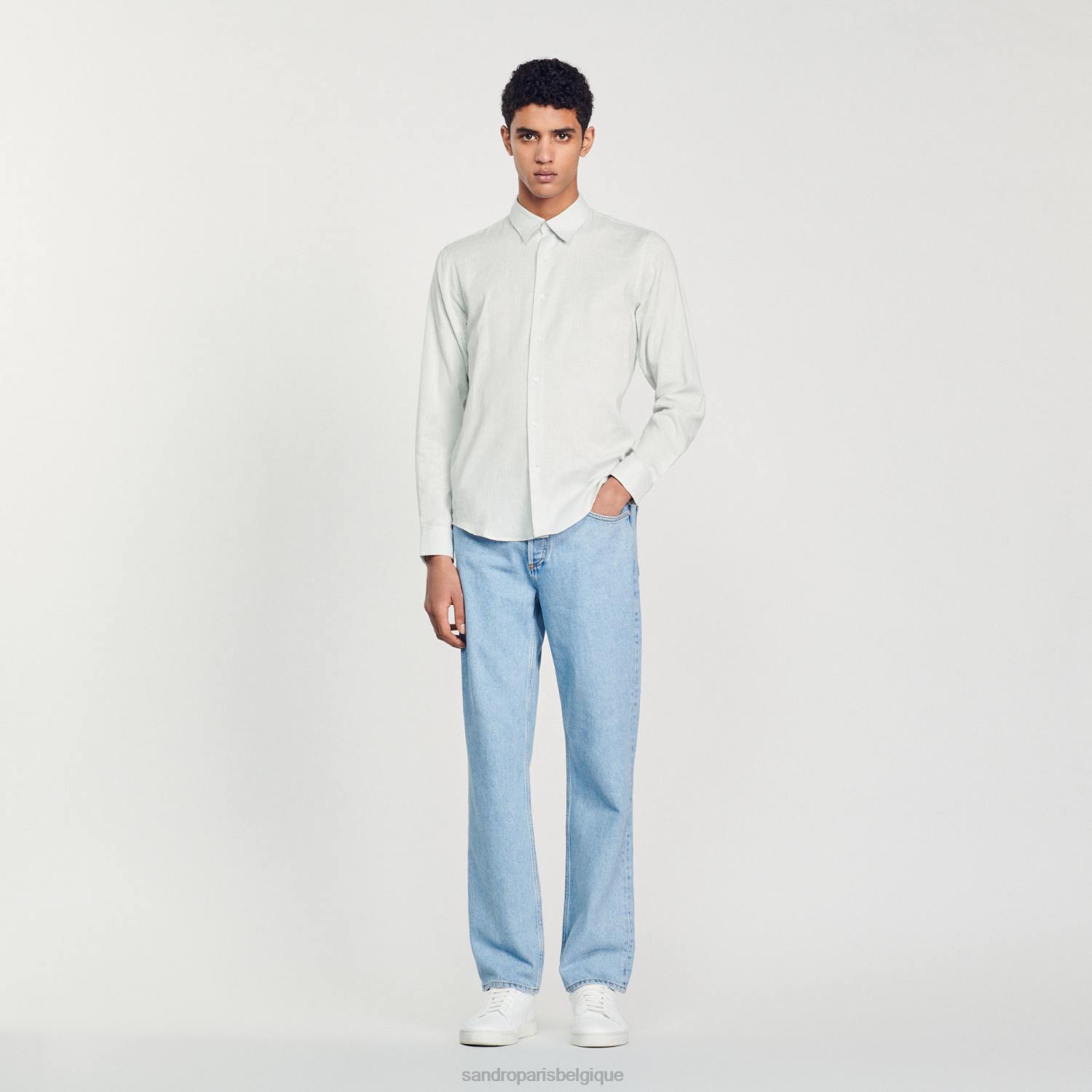 vêtements Sandro Paris chemise classique bleu clair Hommes XLXD778