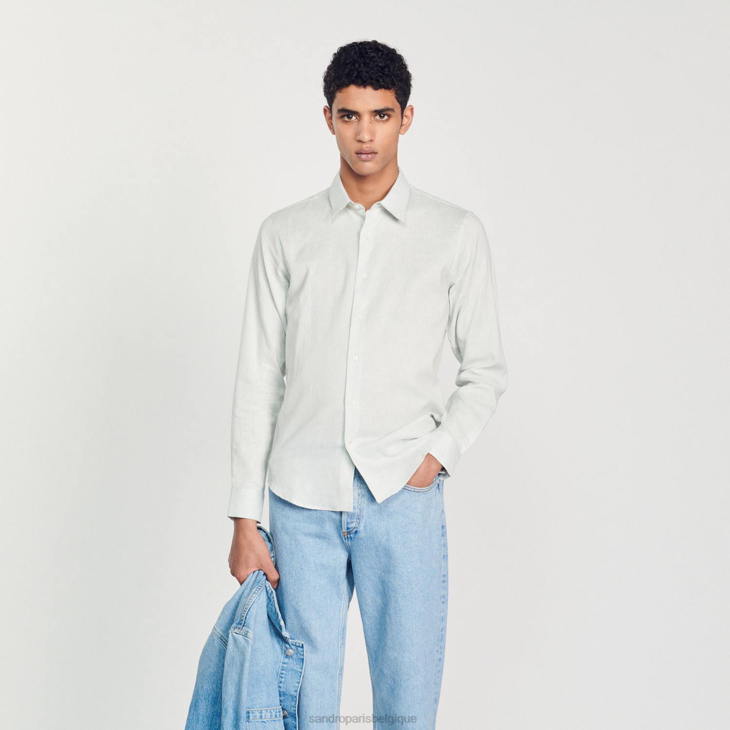 vêtements Sandro Paris chemise classique bleu clair Hommes XLXD778