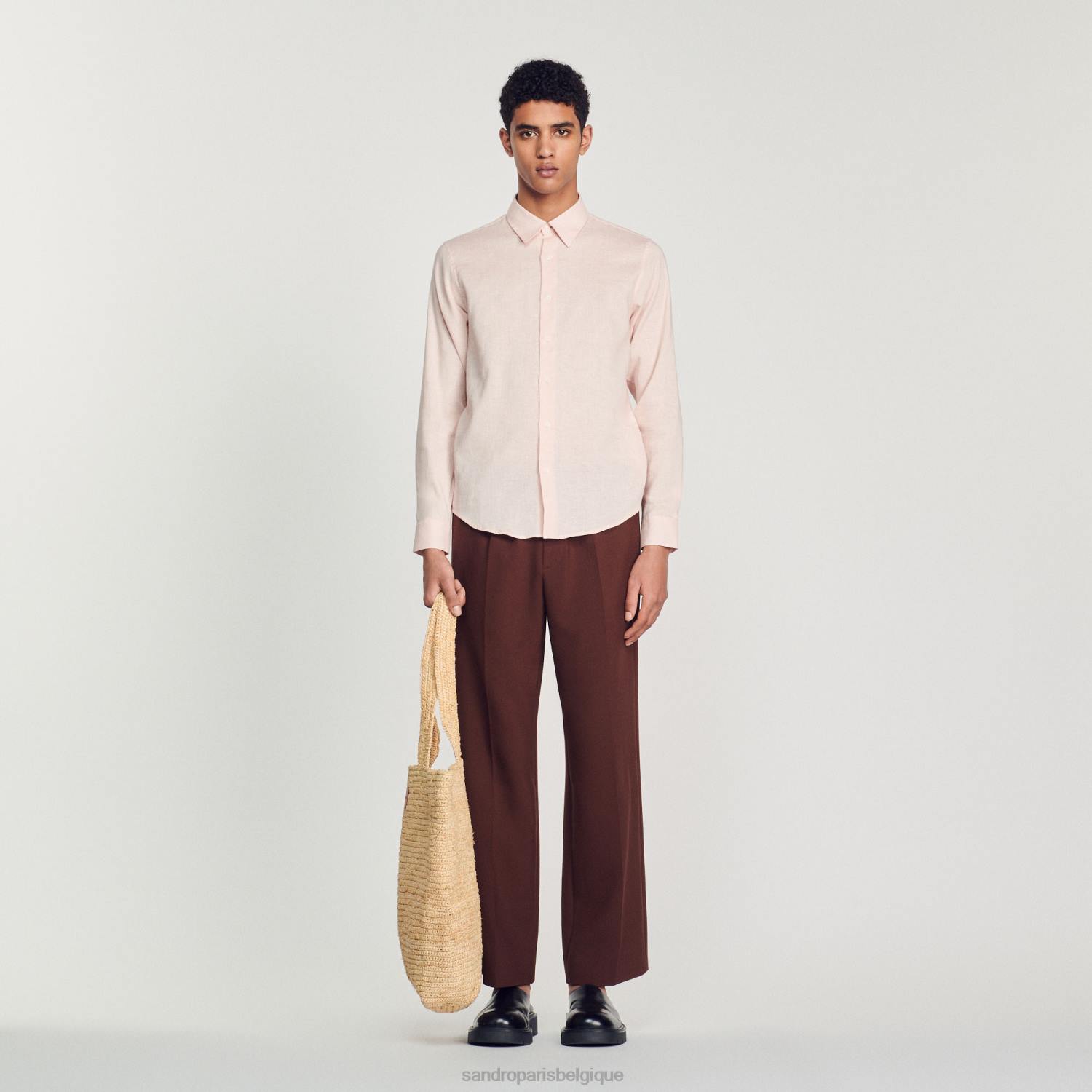 vêtements Sandro Paris chemise classique rose clair Hommes XLXD822
