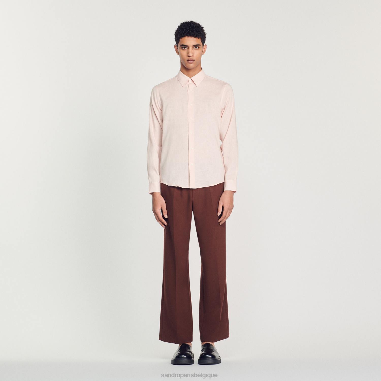 vêtements Sandro Paris chemise classique rose clair Hommes XLXD822
