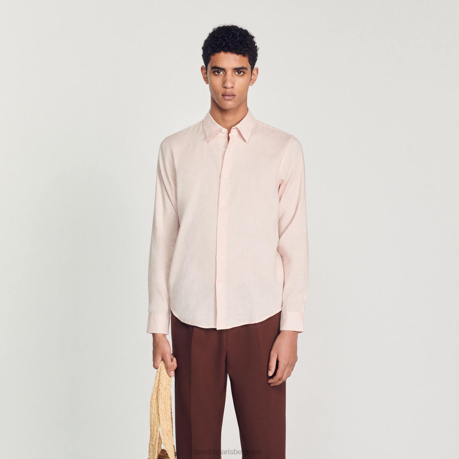 vêtements Sandro Paris chemise classique rose clair Hommes XLXD822