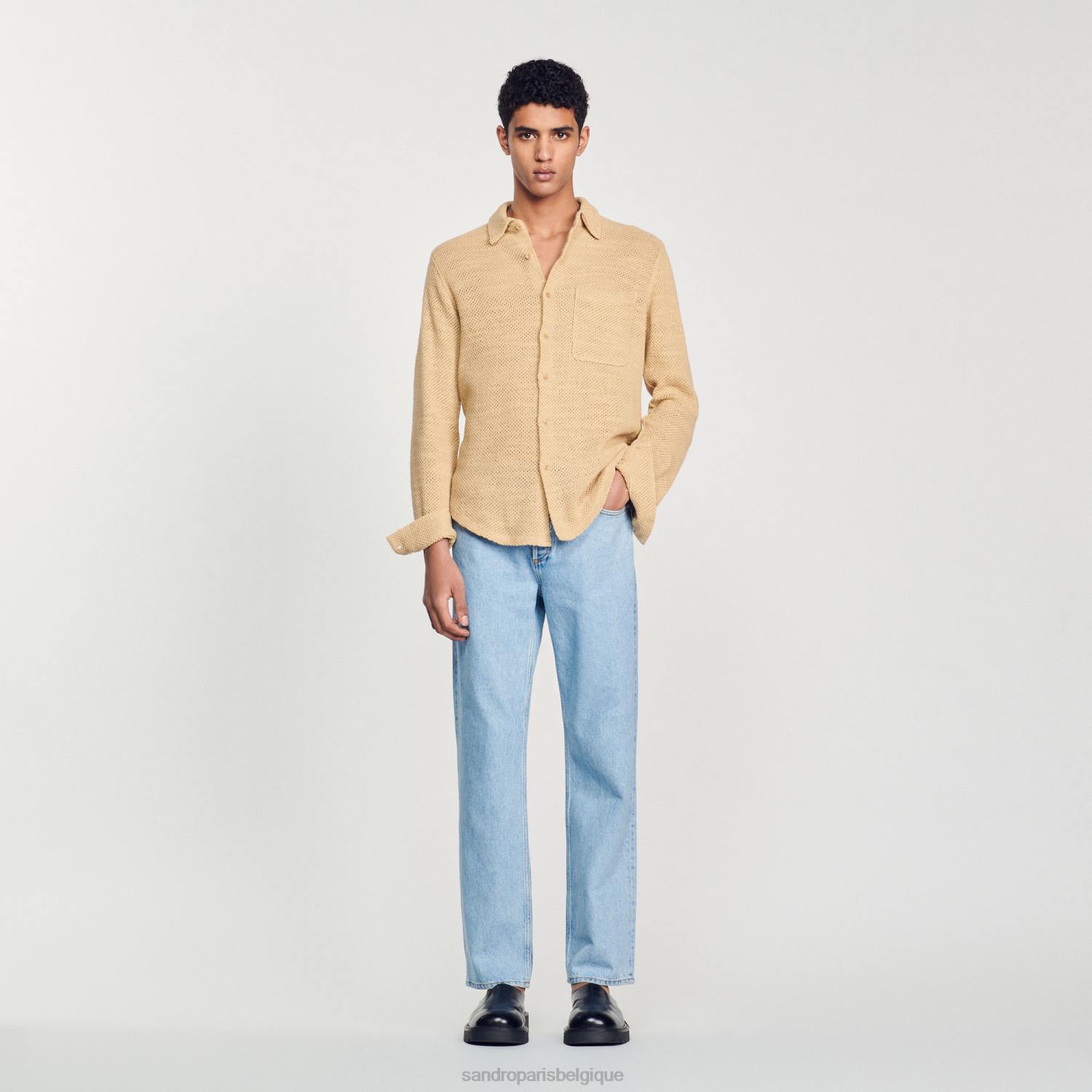 vêtements Sandro Paris chemise en maille sable Hommes XLXD817