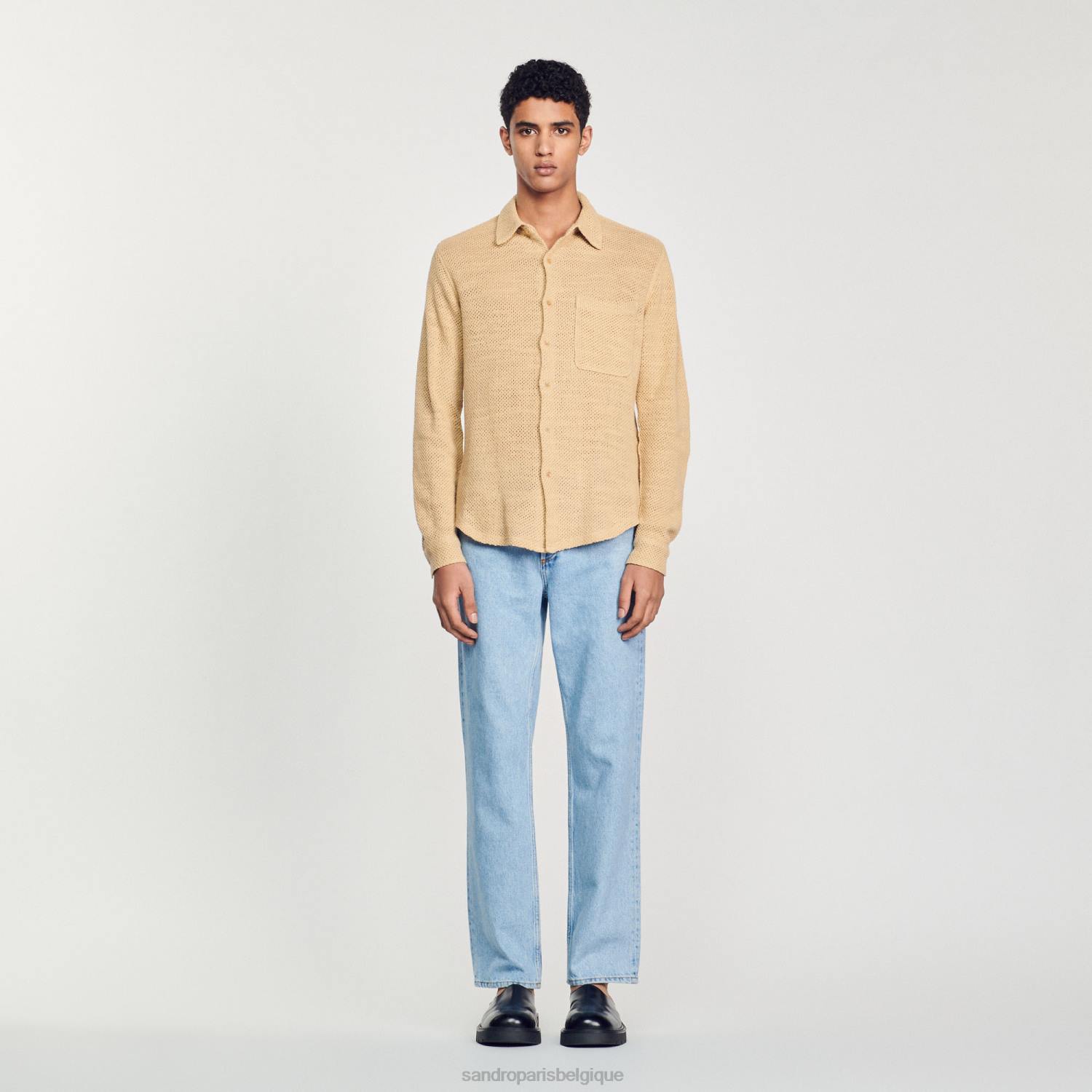 vêtements Sandro Paris chemise en maille sable Hommes XLXD817