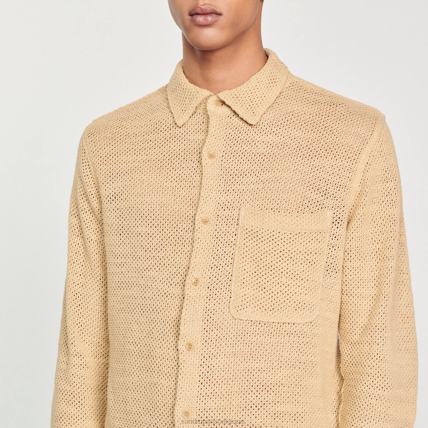 vêtements Sandro Paris chemise en maille sable Hommes XLXD817