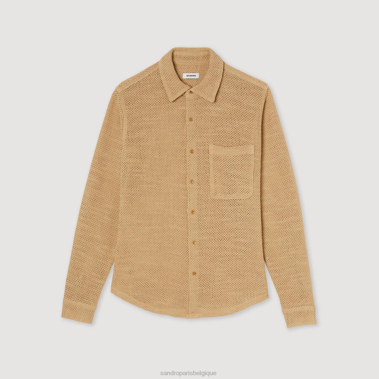 vêtements Sandro Paris chemise en maille sable Hommes XLXD817
