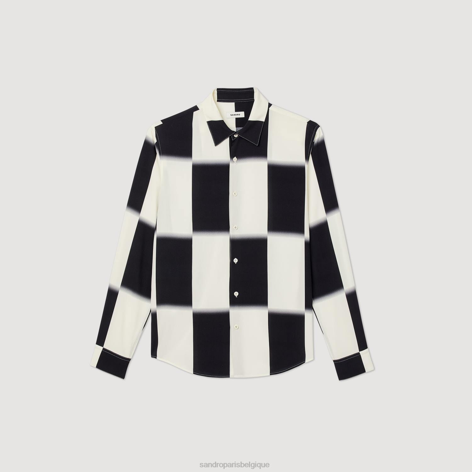 vêtements Sandro Paris chemise fluide à carreaux écru/noir Hommes XLXD728
