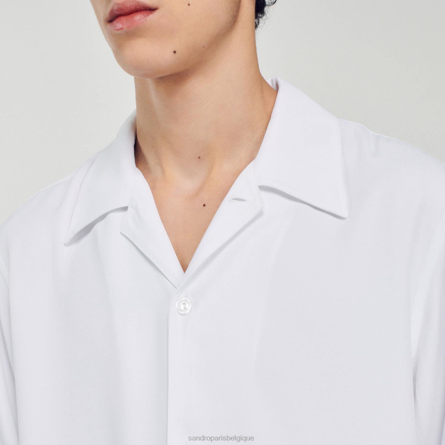 vêtements Sandro Paris chemise fluide à col italien une couleur Hommes XLXD744