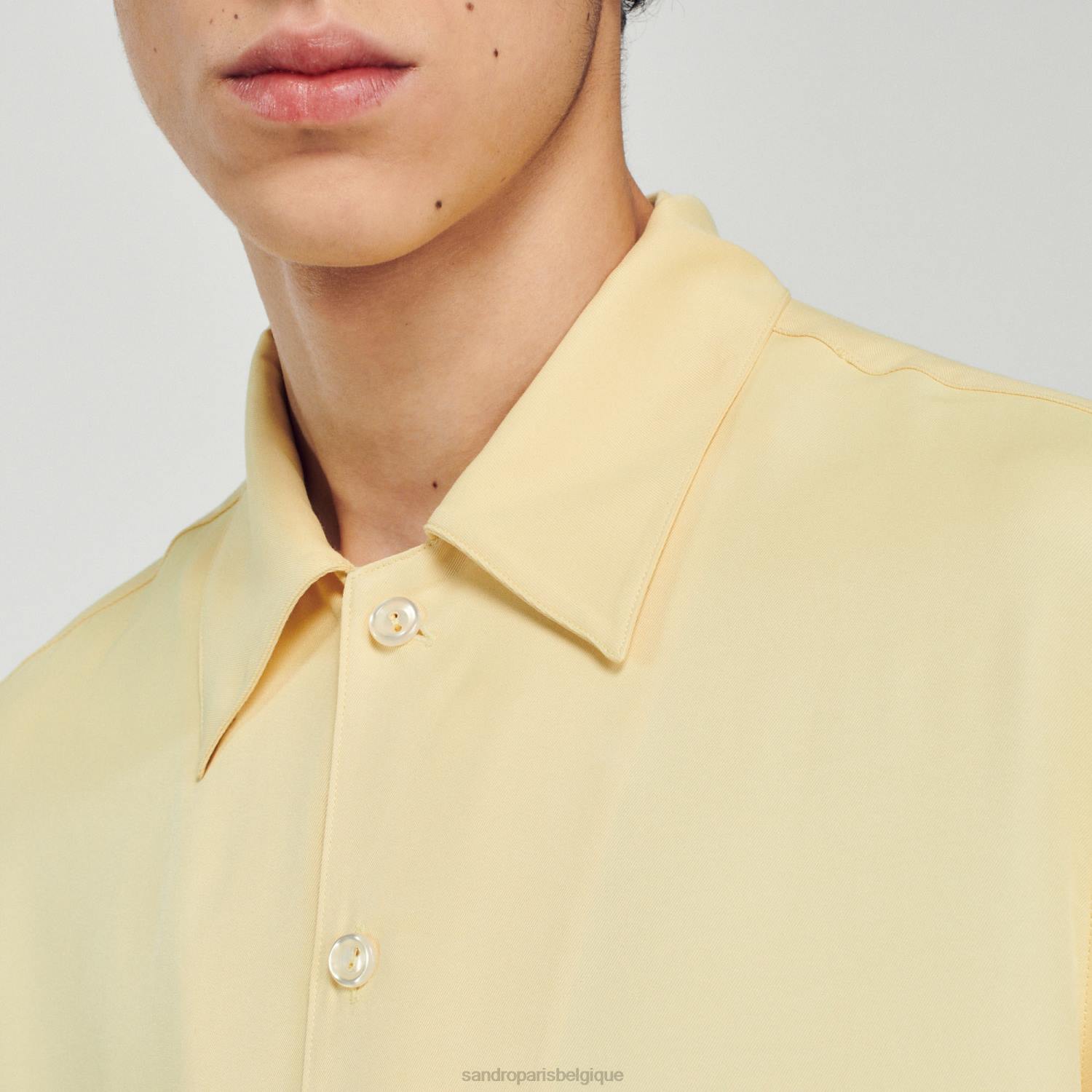 vêtements Sandro Paris chemise fluide à col italien une couleur Hommes XLXD780