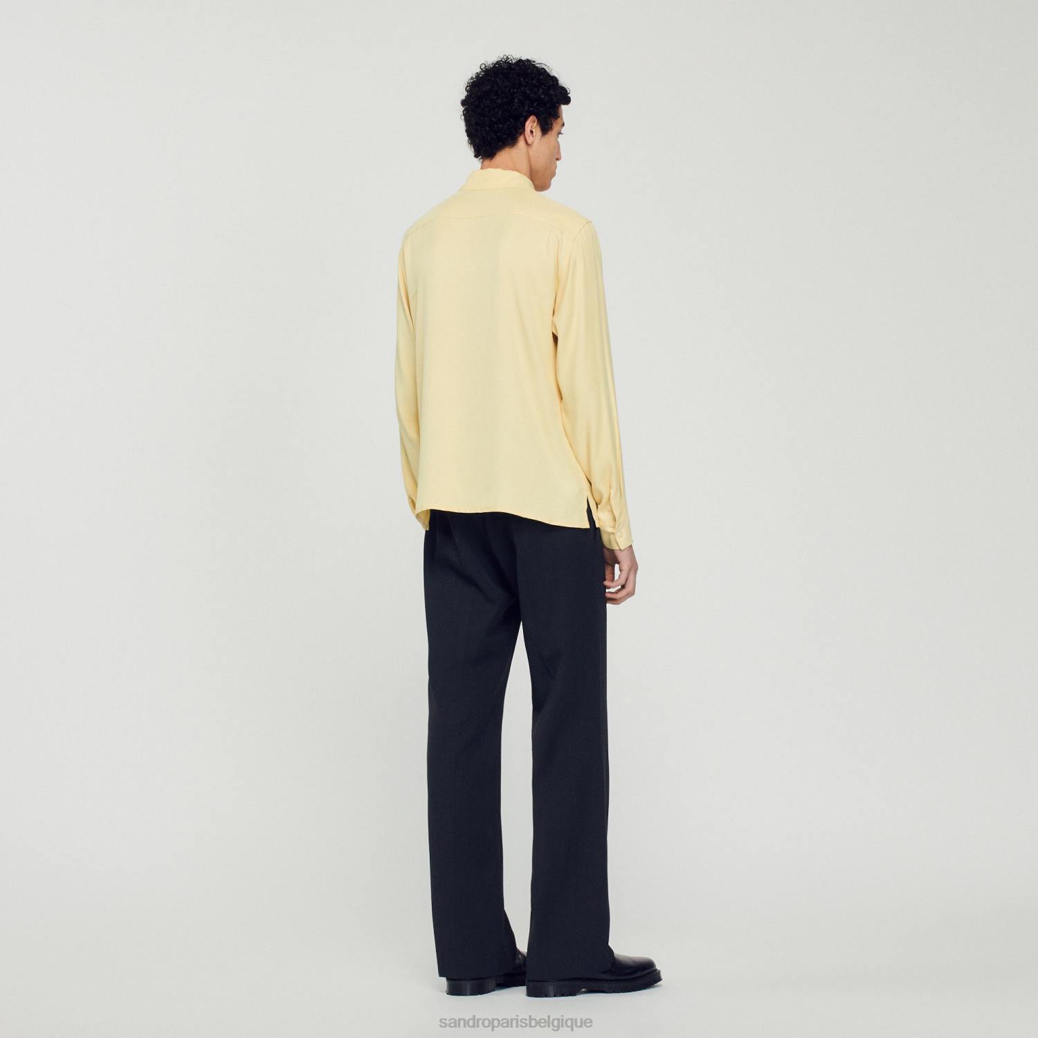 vêtements Sandro Paris chemise fluide à col italien une couleur Hommes XLXD780
