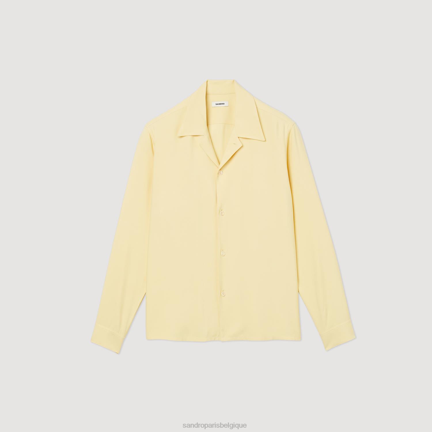vêtements Sandro Paris chemise fluide à col italien une couleur Hommes XLXD780