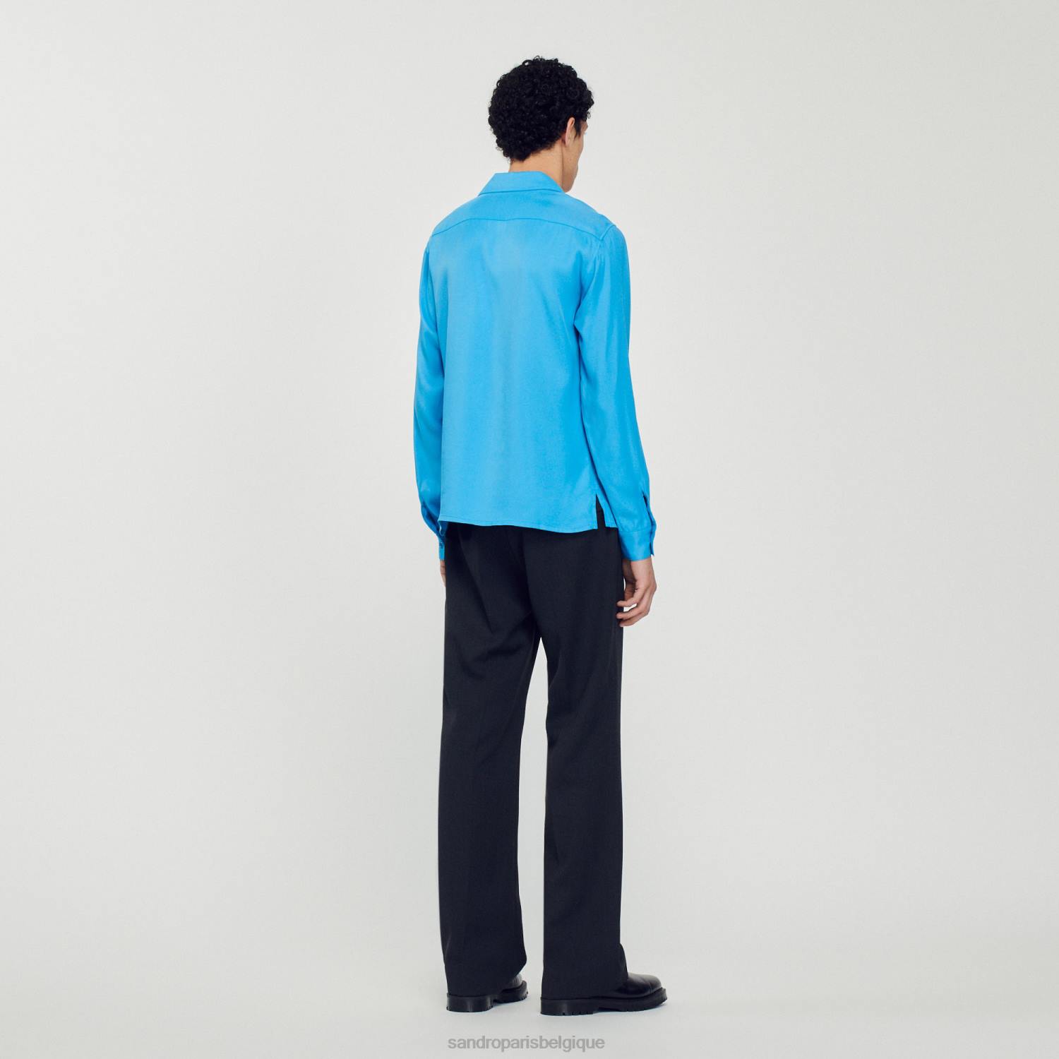 vêtements Sandro Paris chemise fluide à col italien une couleur Hommes XLXD787