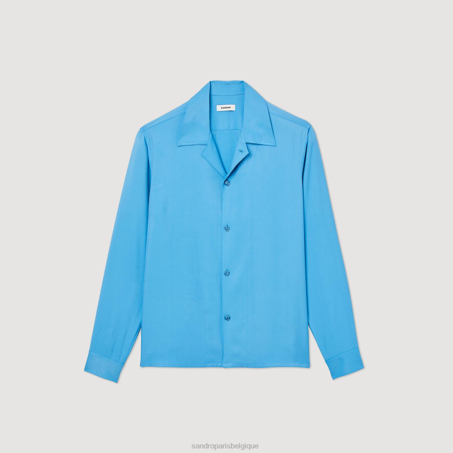 vêtements Sandro Paris chemise fluide à col italien une couleur Hommes XLXD787