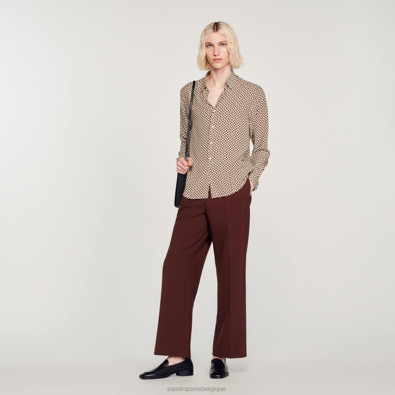 vêtements Sandro Paris chemise fluide imprimée une couleur Hommes XLXD725