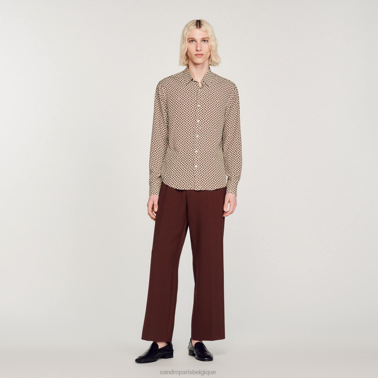 vêtements Sandro Paris chemise fluide imprimée une couleur Hommes XLXD725