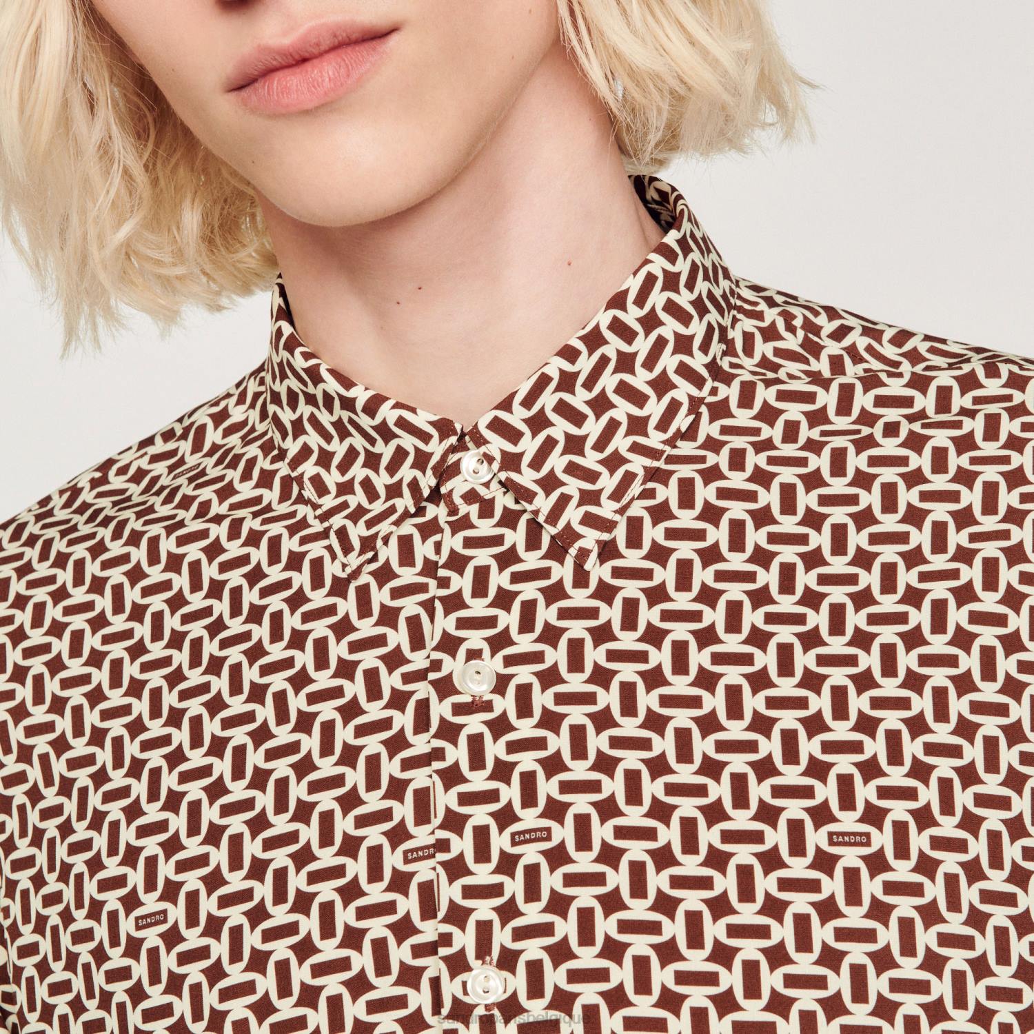 vêtements Sandro Paris chemise fluide imprimée une couleur Hommes XLXD725