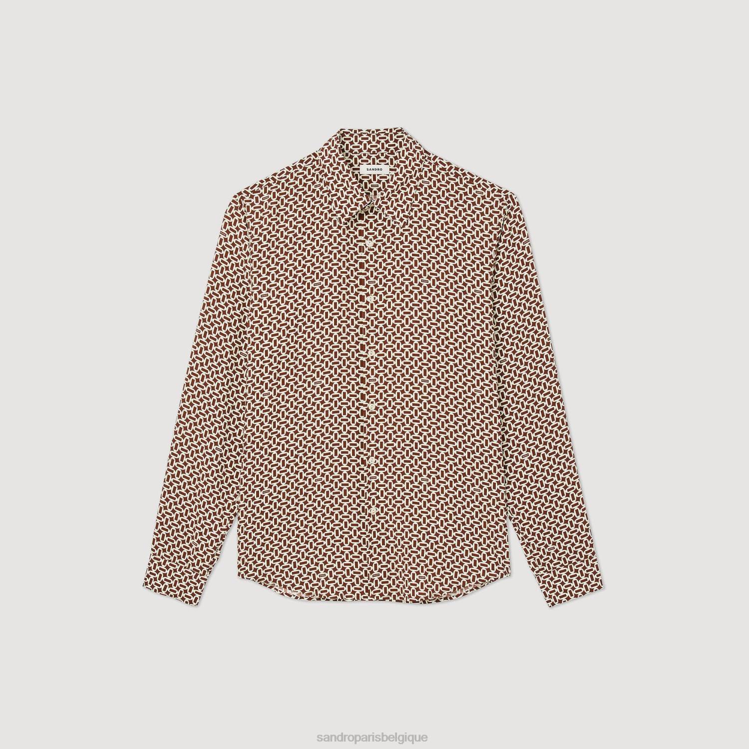 vêtements Sandro Paris chemise fluide imprimée une couleur Hommes XLXD725