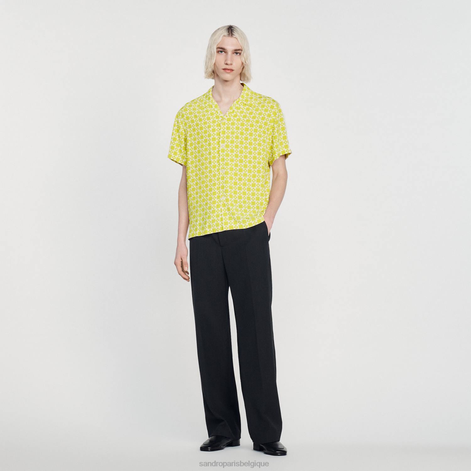 vêtements Sandro Paris chemise fluide à manches courtes une couleur Hommes XLXD781