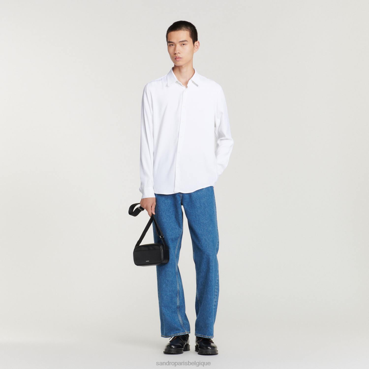 vêtements Sandro Paris chemise fluide à manches longues blanc Hommes XLXD681