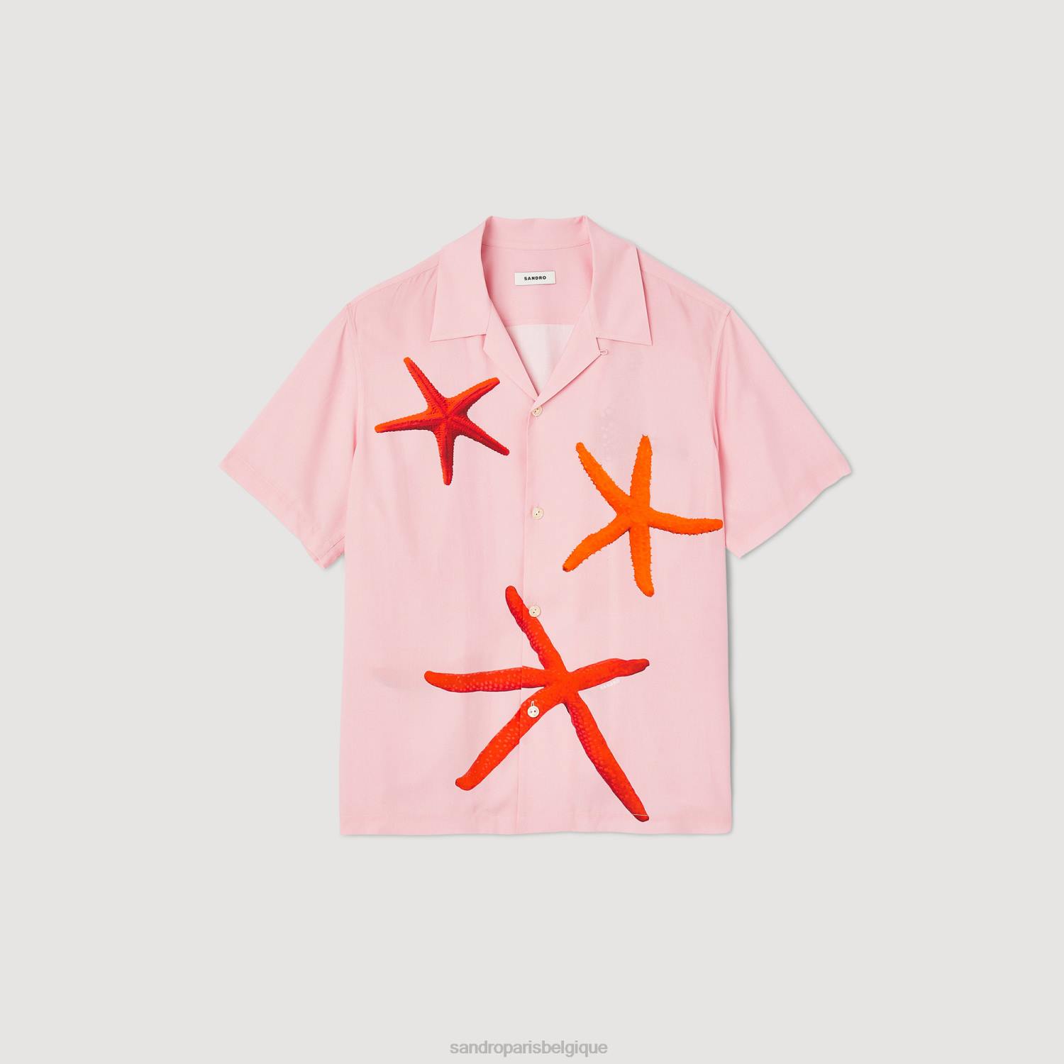 vêtements Sandro Paris chemise imprimée étoiles de mer rose Hommes XLXD679