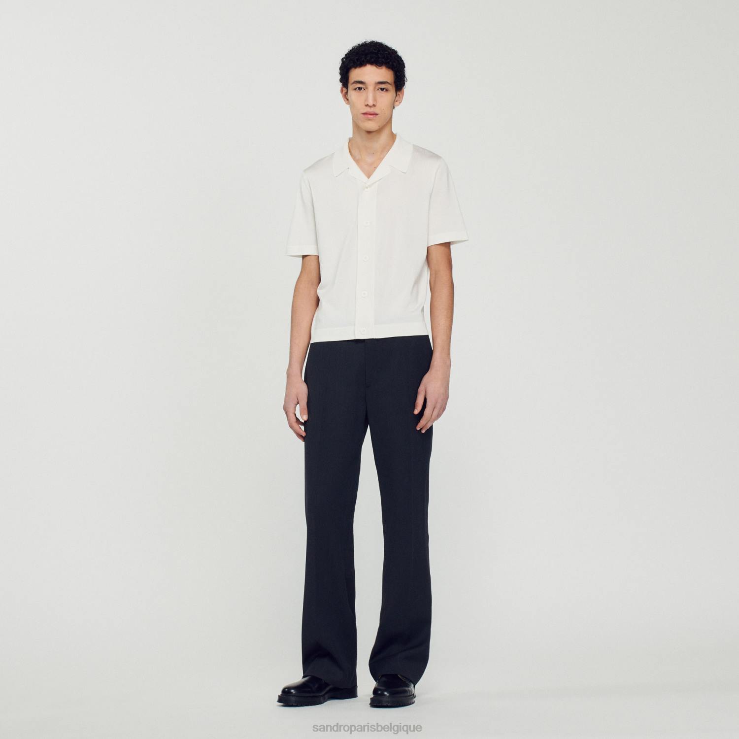 vêtements Sandro Paris chemise à manches courtes blanc Hommes XLXD721