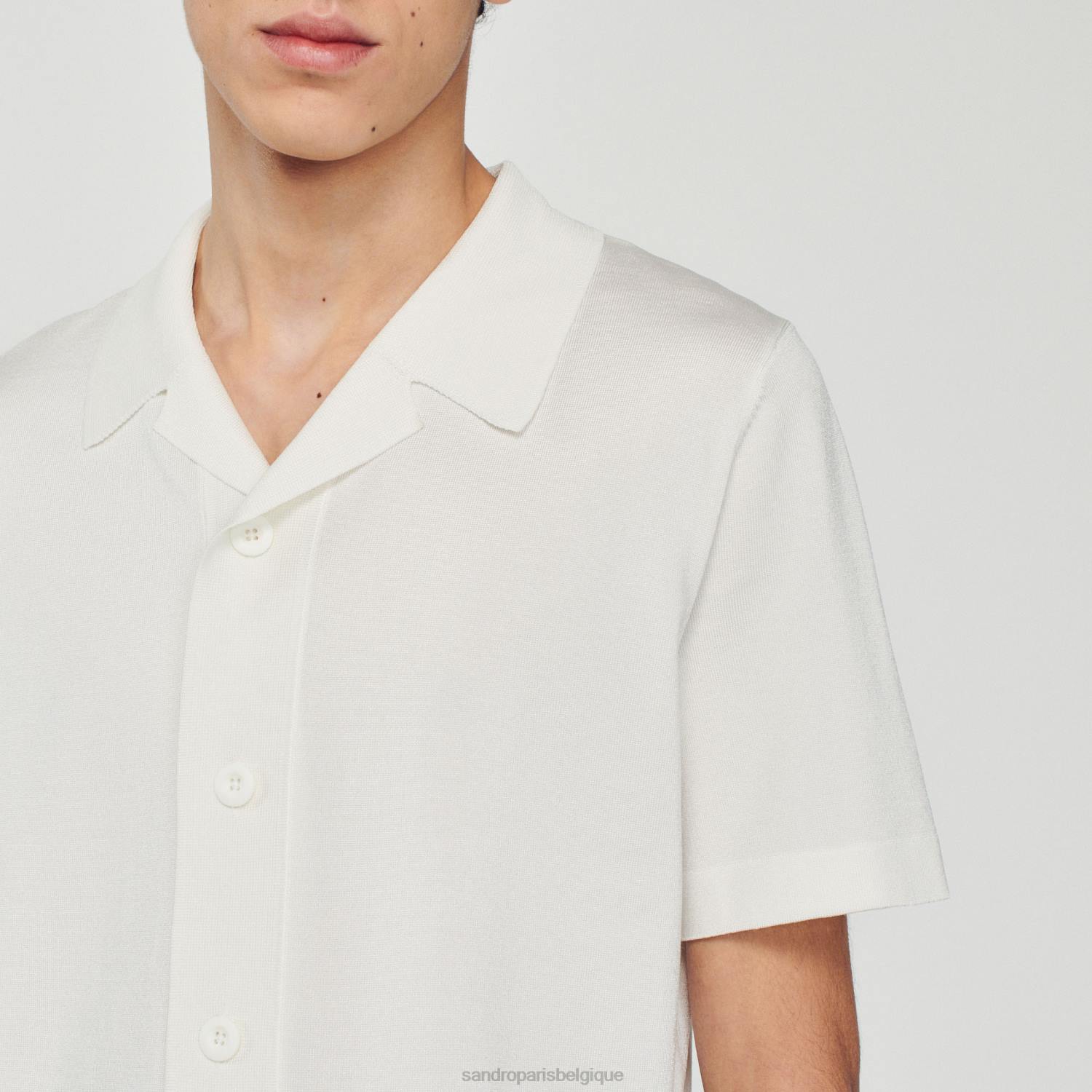 vêtements Sandro Paris chemise à manches courtes blanc Hommes XLXD721