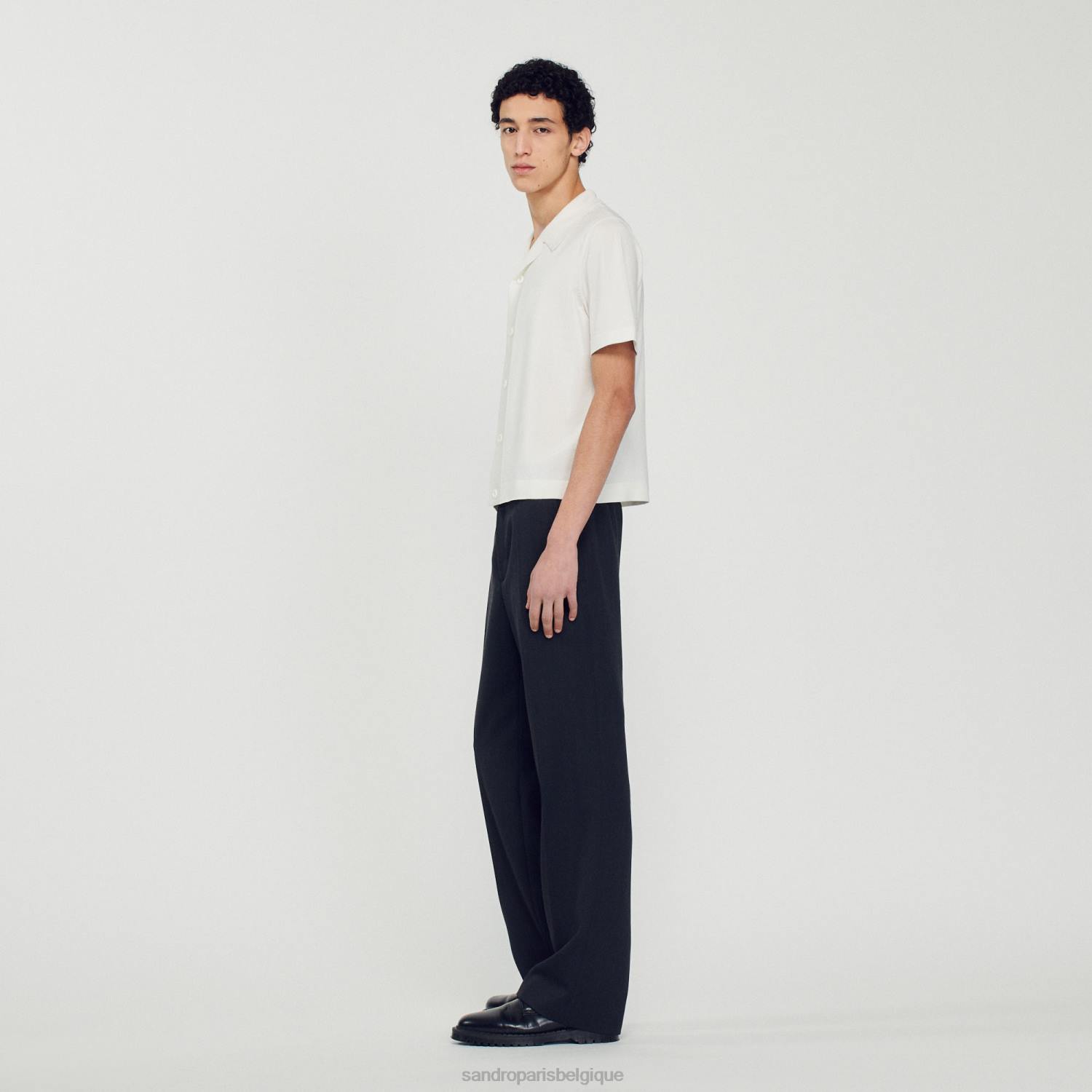 vêtements Sandro Paris chemise à manches courtes blanc Hommes XLXD721