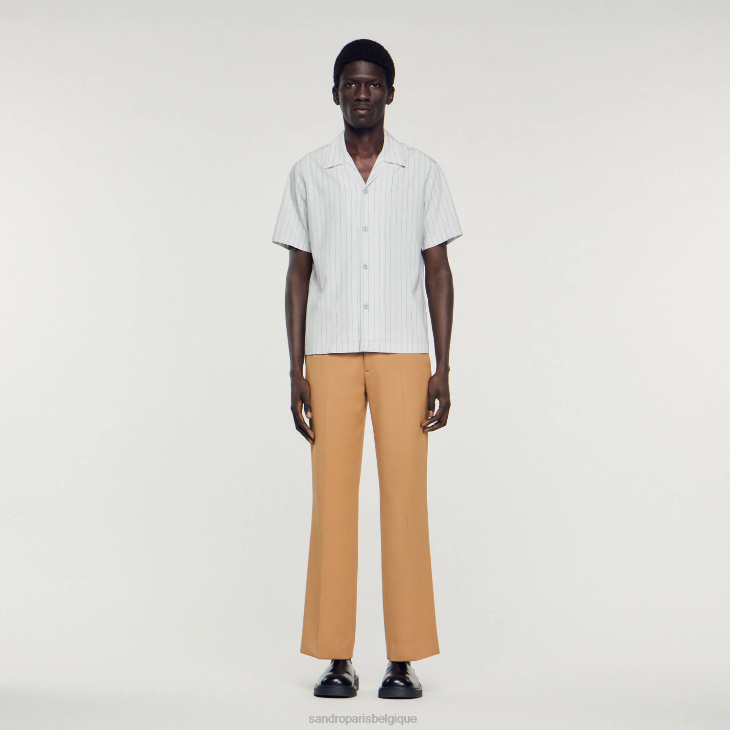 vêtements Sandro Paris chemise à manches courtes bleu clair Hommes XLXD782
